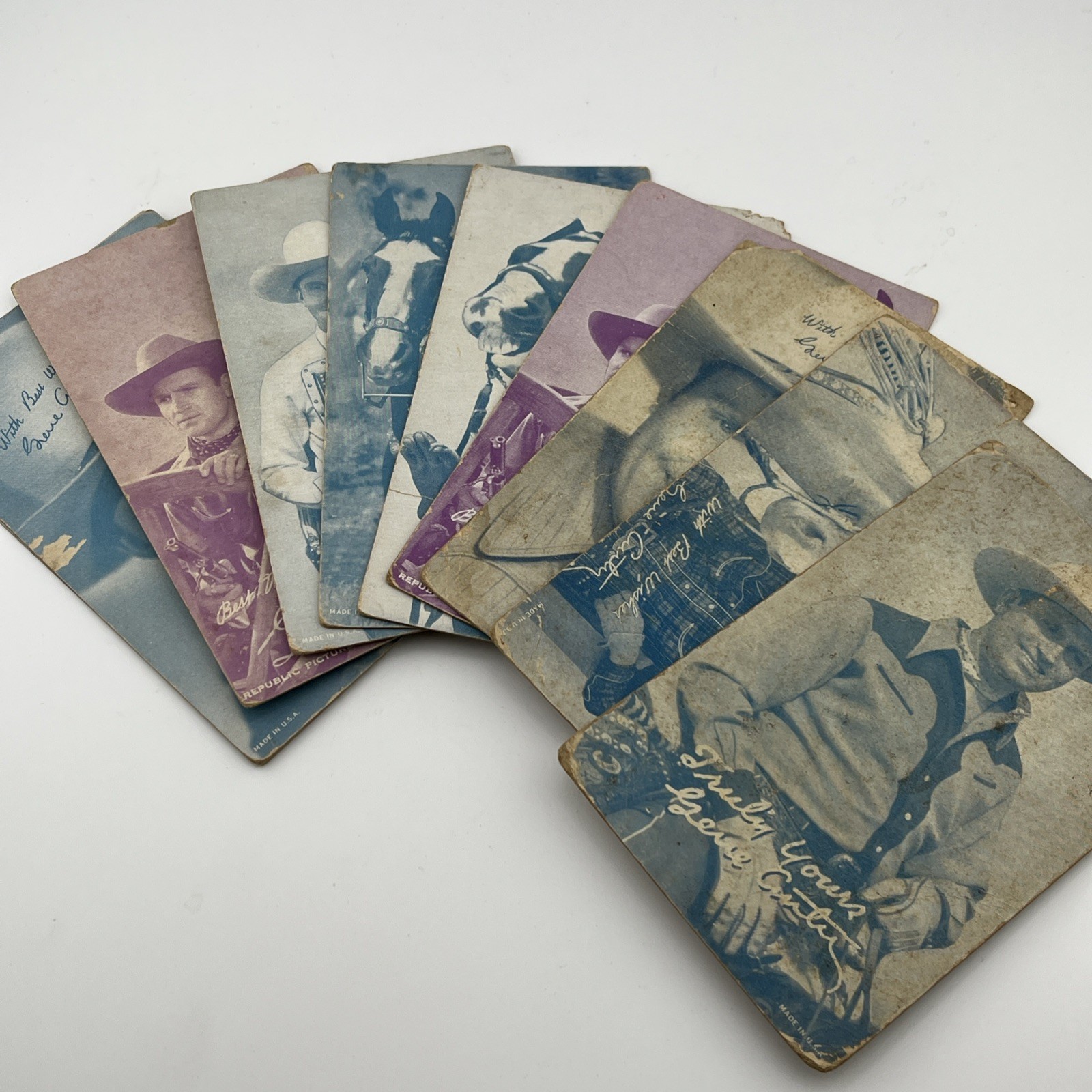 Vintage Gene Autry Exhibit Arcade Cards (10) Western Cowboy 5.5×3.5 Made In USA