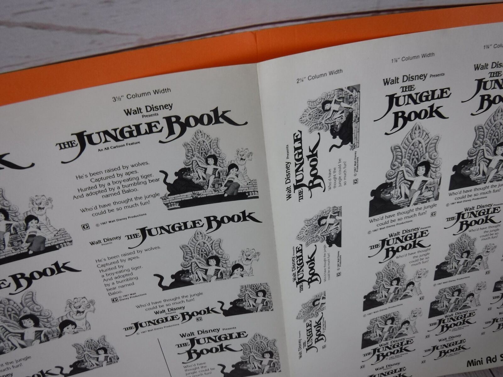 THE JUNGLE BOOK Movie Mini Ad Sheet Promo Vintage Advertising Poster Walt Disney