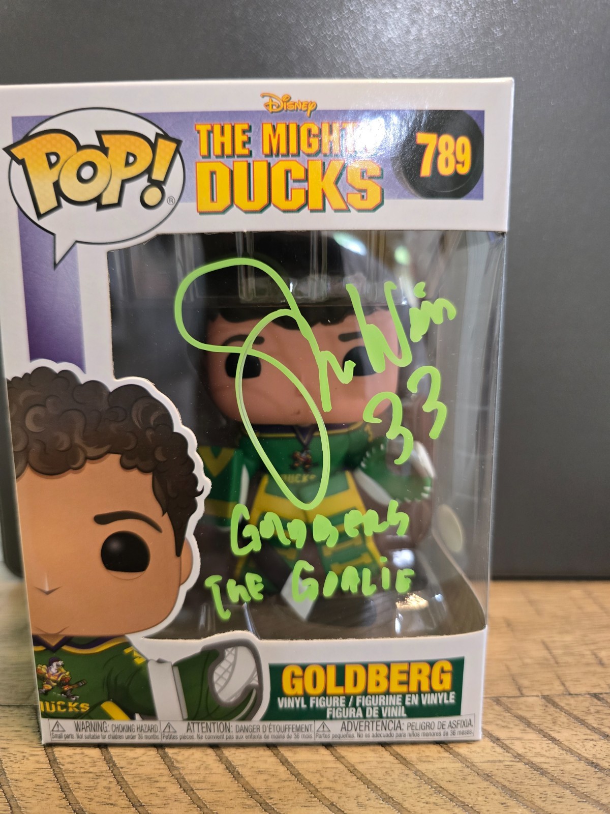 The Mighty Ducks Goldberg Funko Pop #789 Signed Shaun Weiss “33” Inscription JSA