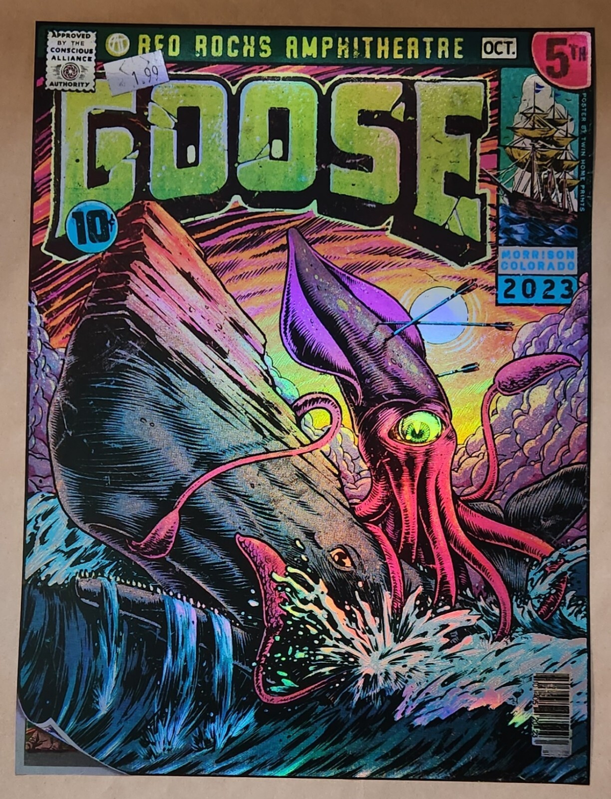 GOOSE Red Rocks 2023 FOIL Poster N1 by Twin Home Morrison CO Oct 5th Luke Martin