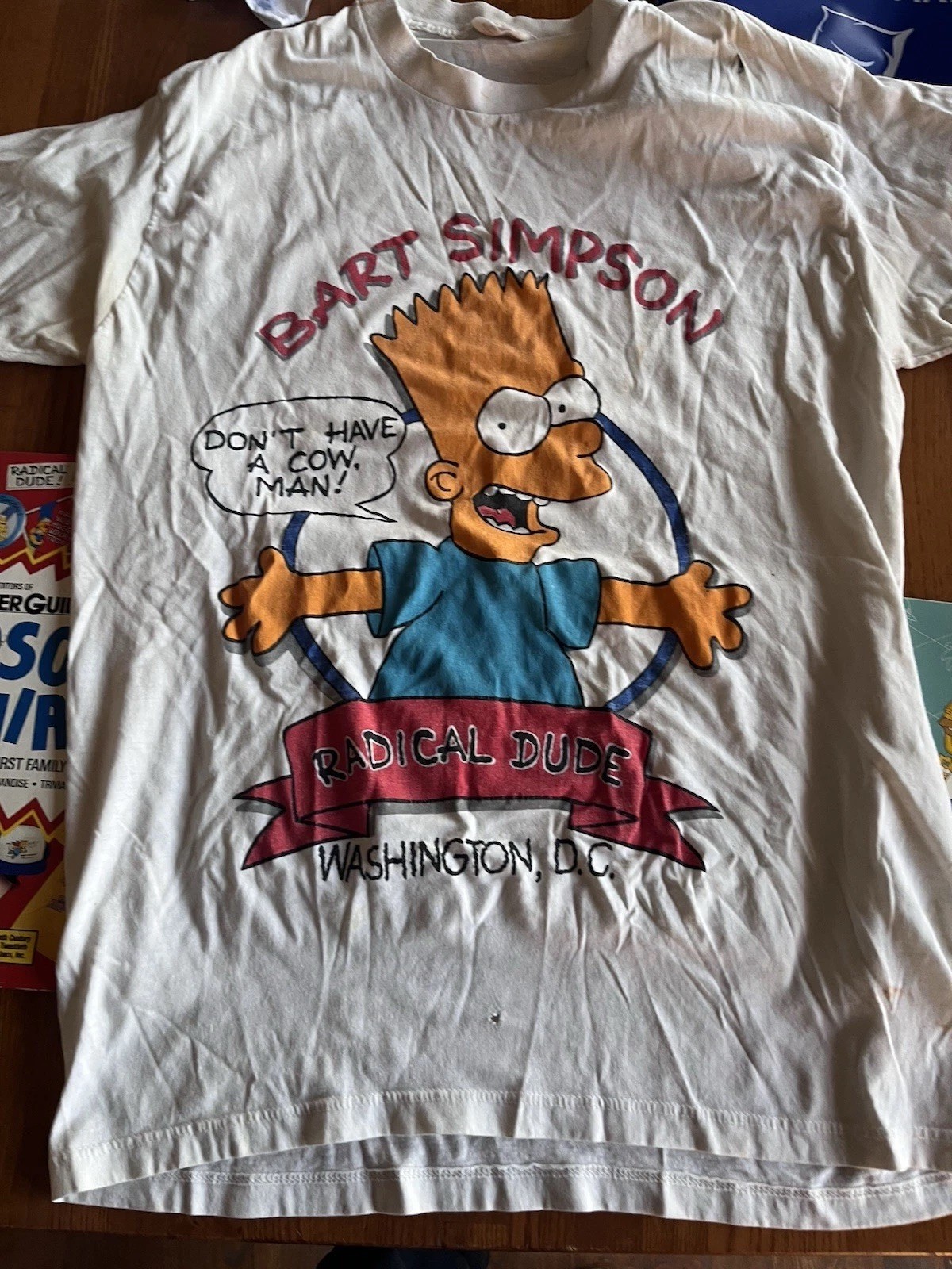 The Simpsons lot Bart Radical Dude shirt XL rare a bit worn out + Book pls LOOK