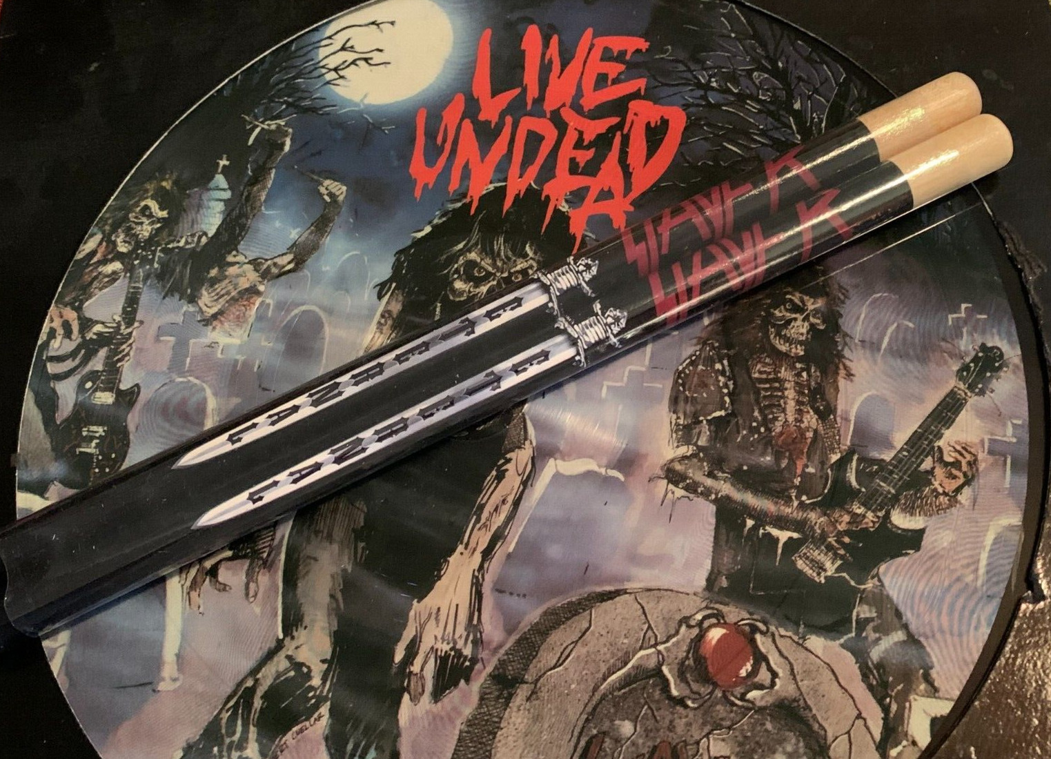SLAYER HEAVY METAL DRUMSTICK DRUM STICK SET ETERNAL INFERNO HELL AWAITS NOS, MIP