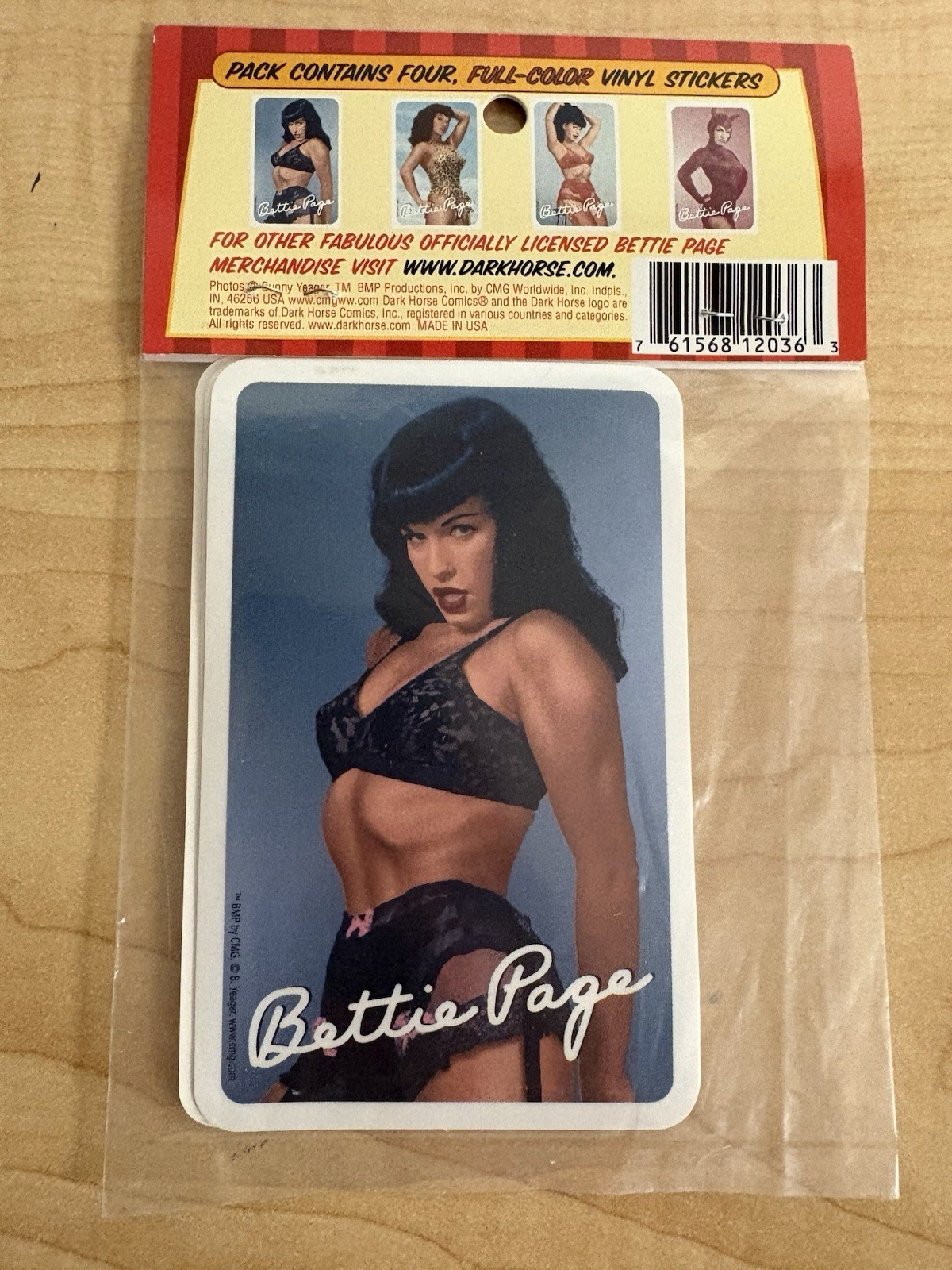 Bettie Page Bunny Yeager Full Color STICKERS by Dark Horse 4 Sticker Set NEW