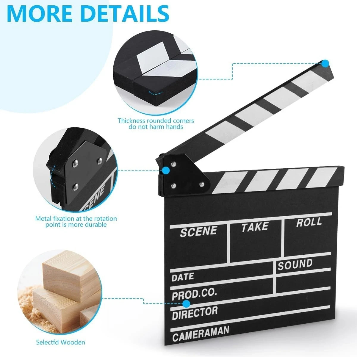 KISEER 12″x11″ Movie Film Clap Board Wooden Movie Clapboard Film Clapper Board (