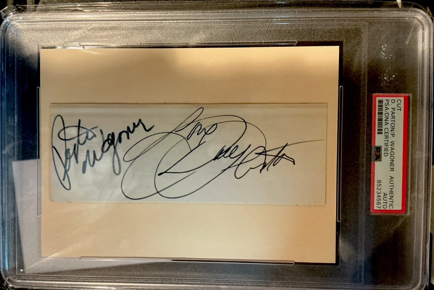 DOLLY PARTON & PORTER WAGONER Signed Autograph Index Card Cut Page Slab PSA/JSA