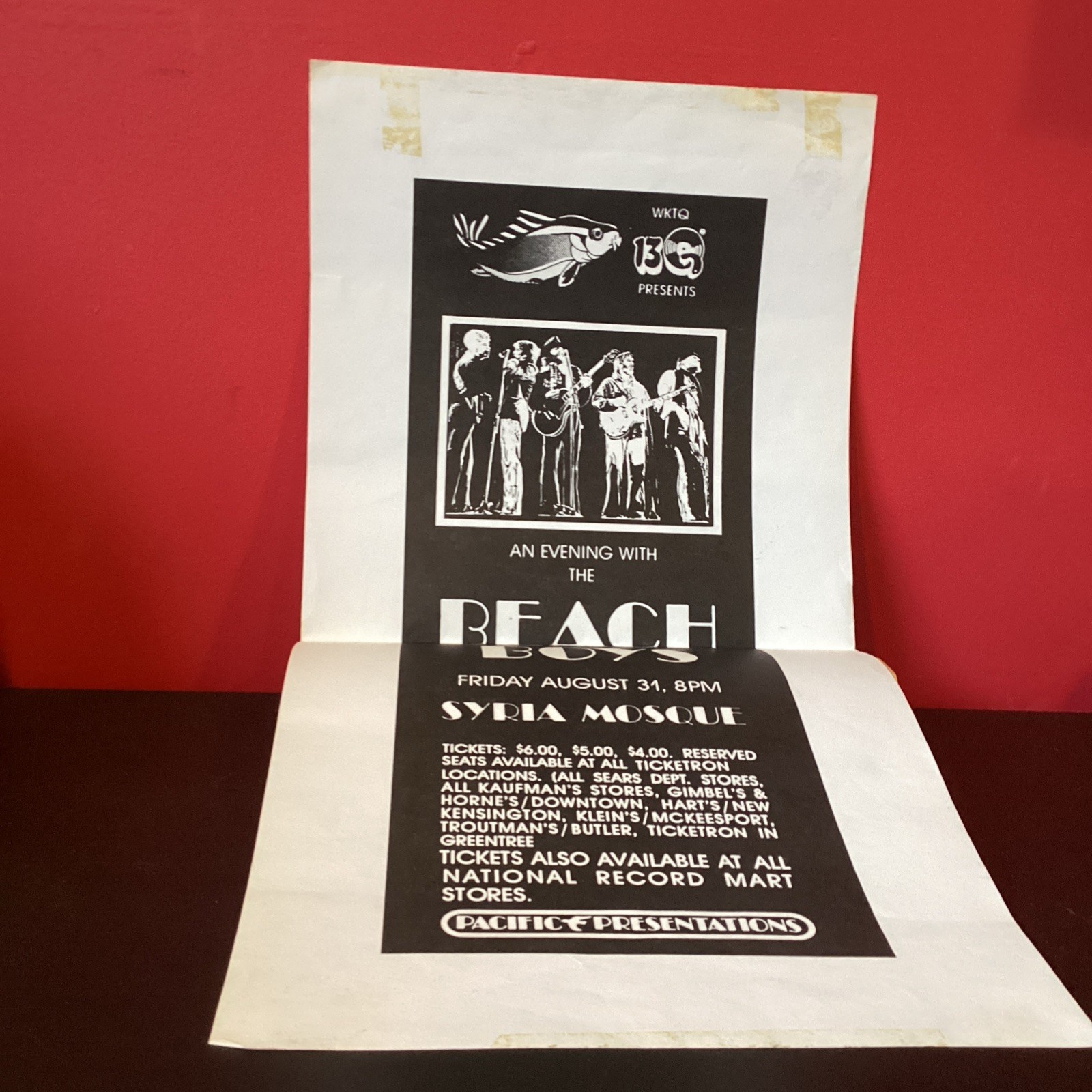 Beach Boys Concert Poster -Syria Mosque 13Q Radio Pittsburgh, PA August 31, 1973