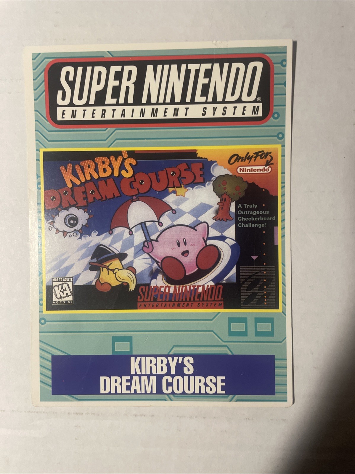 SNES Kirby’s Dream Course VIDPRO Card Toys R Us Display Card Rare