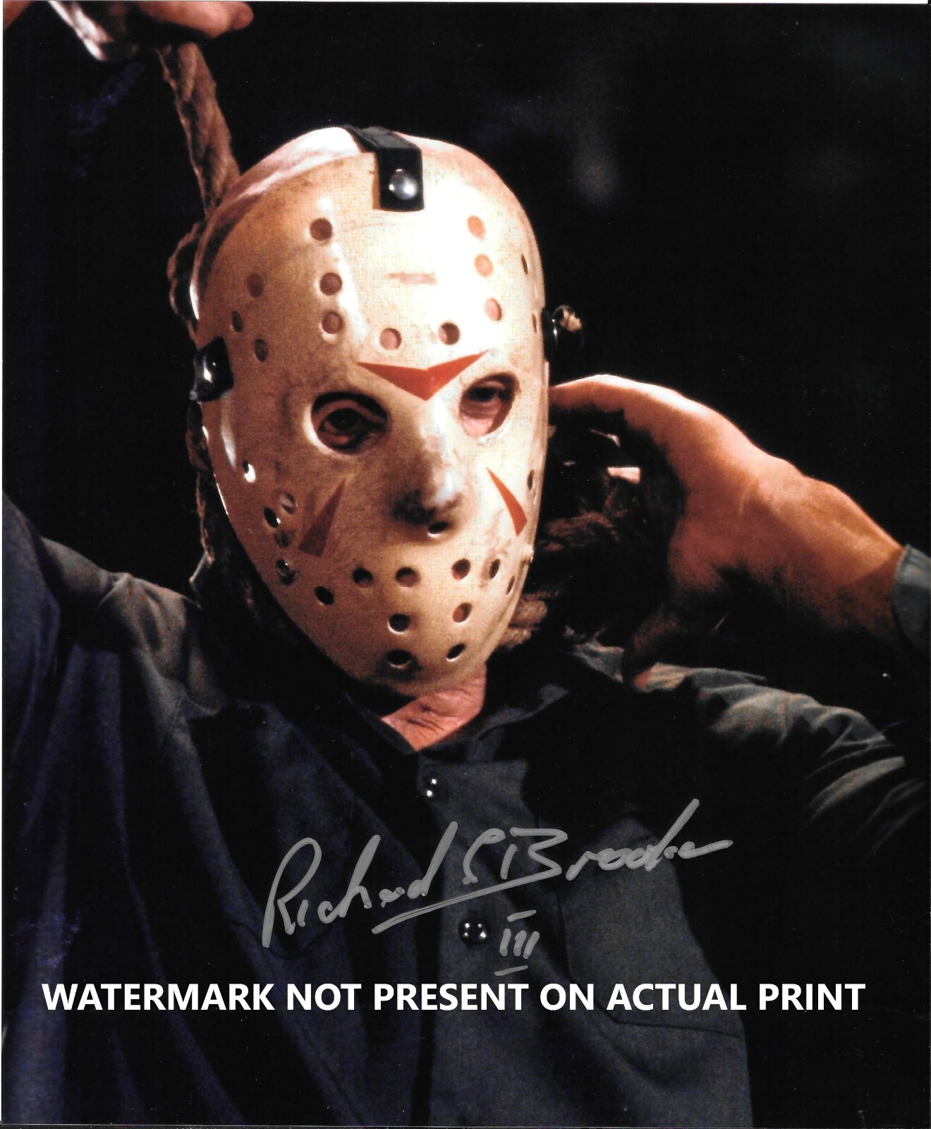 RICHARD BROOKER FRIDAY THE 13TH PART3 JASON VOORHEES SIGNED 8×10 PHOTO reprint 1