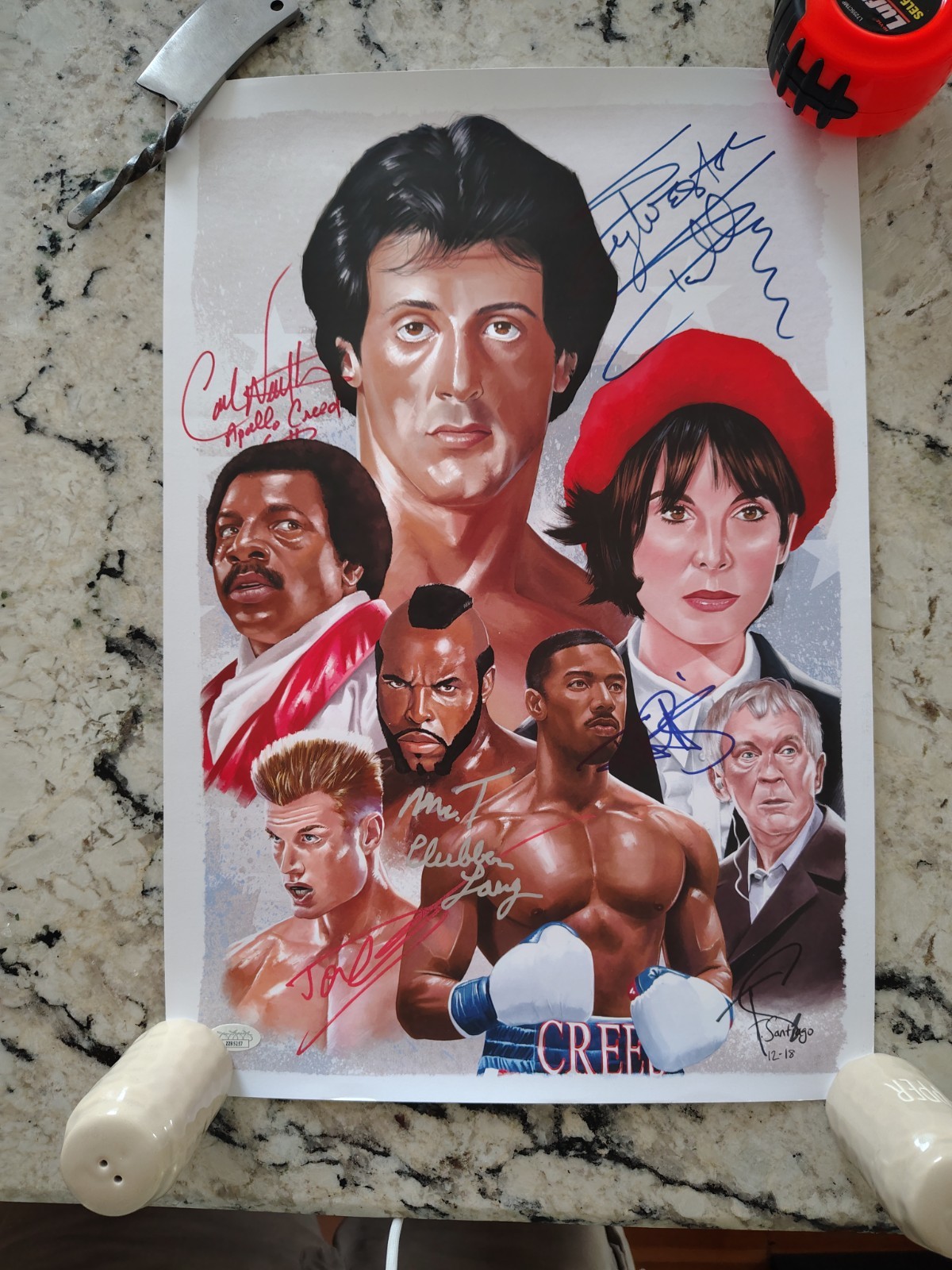 Sylvester Stallone+Carl Weathers+Mr. T+Talia Shire+Dolph Lundgren Signed &…