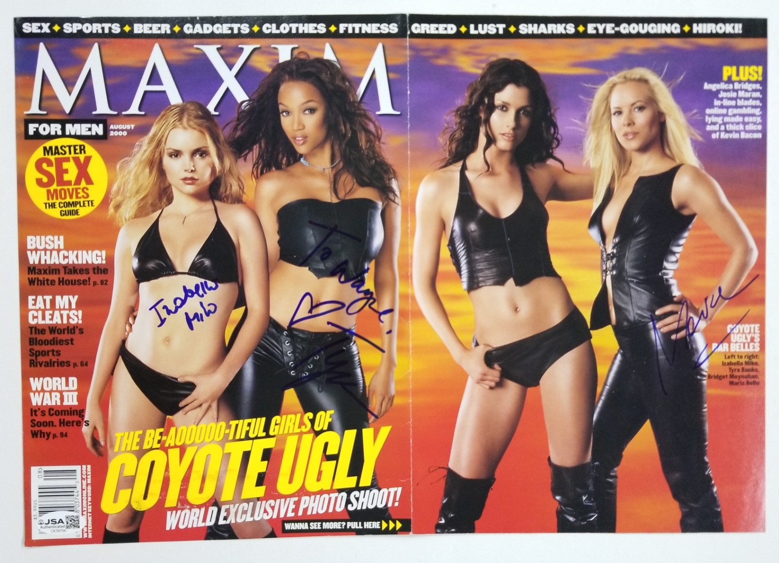 Izabella Miko, Tyra Banks, Maria Bello SIGNED Coyote Ugly MAXIM Cover JSA COA