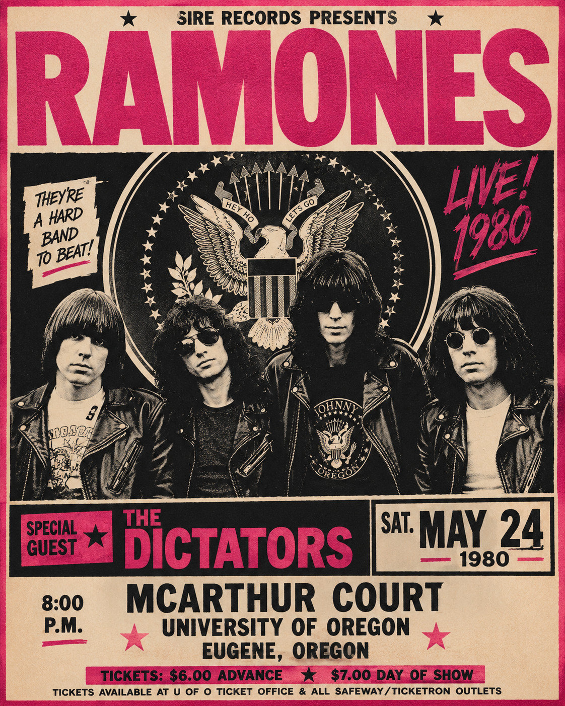 1980 RAMONES CONCERT POSTER WALL ART PRINT EUGENE OREGON SIZE 11X17 inches