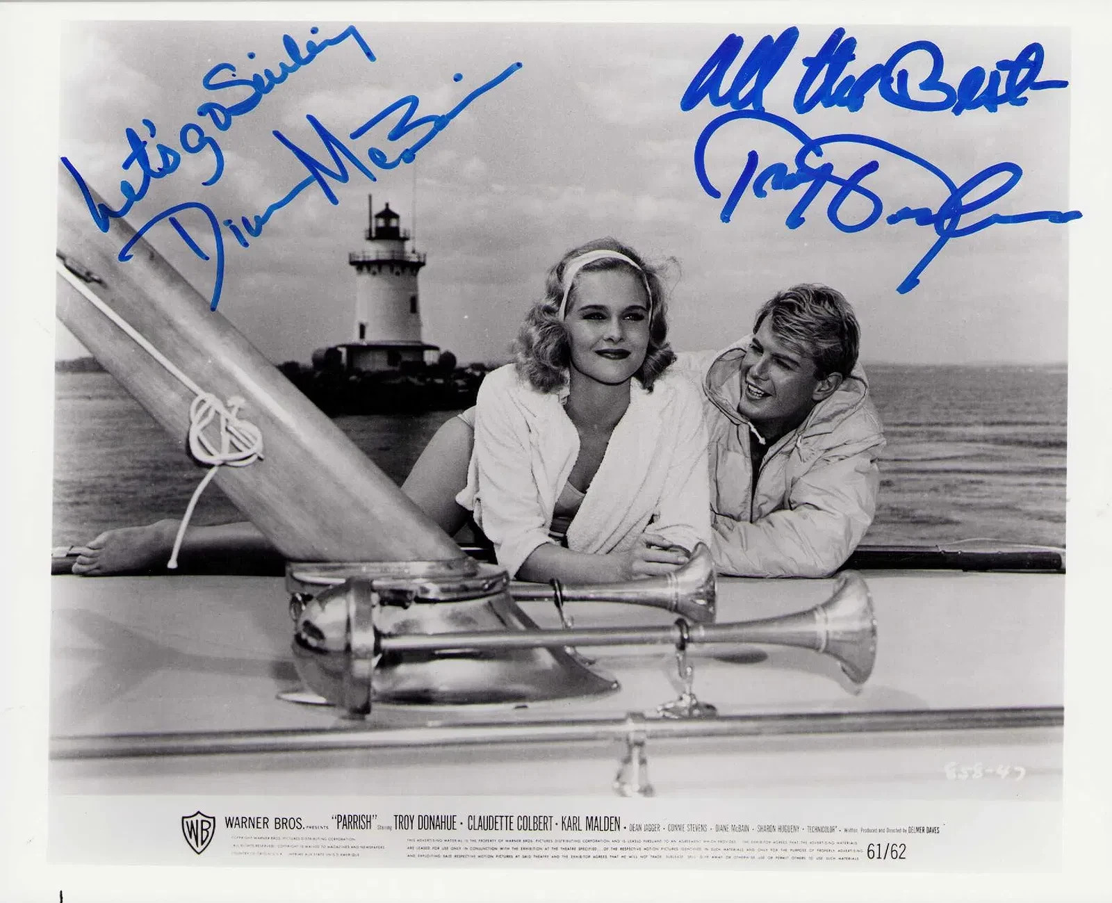 Vintage Troy Donahue / Diane McBain Signed Autographed “Parrish” Photo W/COA