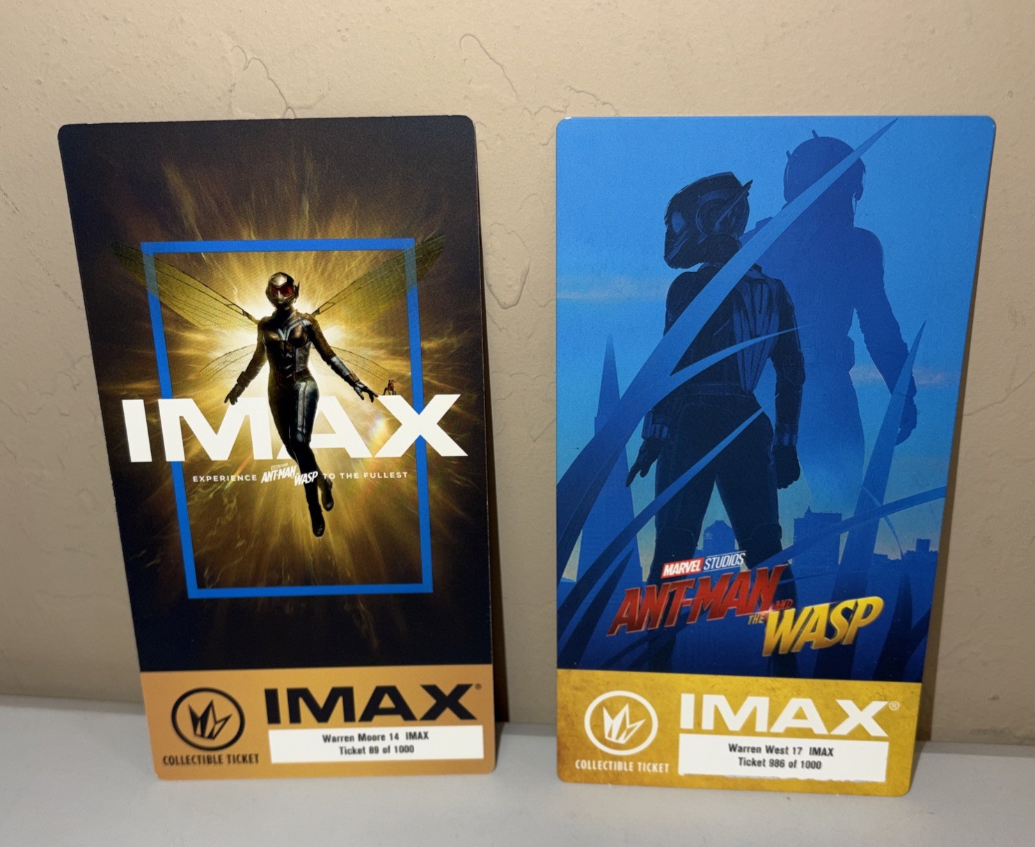 Lot Of 2 Different collectible movie Ticket Antman Ant-man And The Wasp
