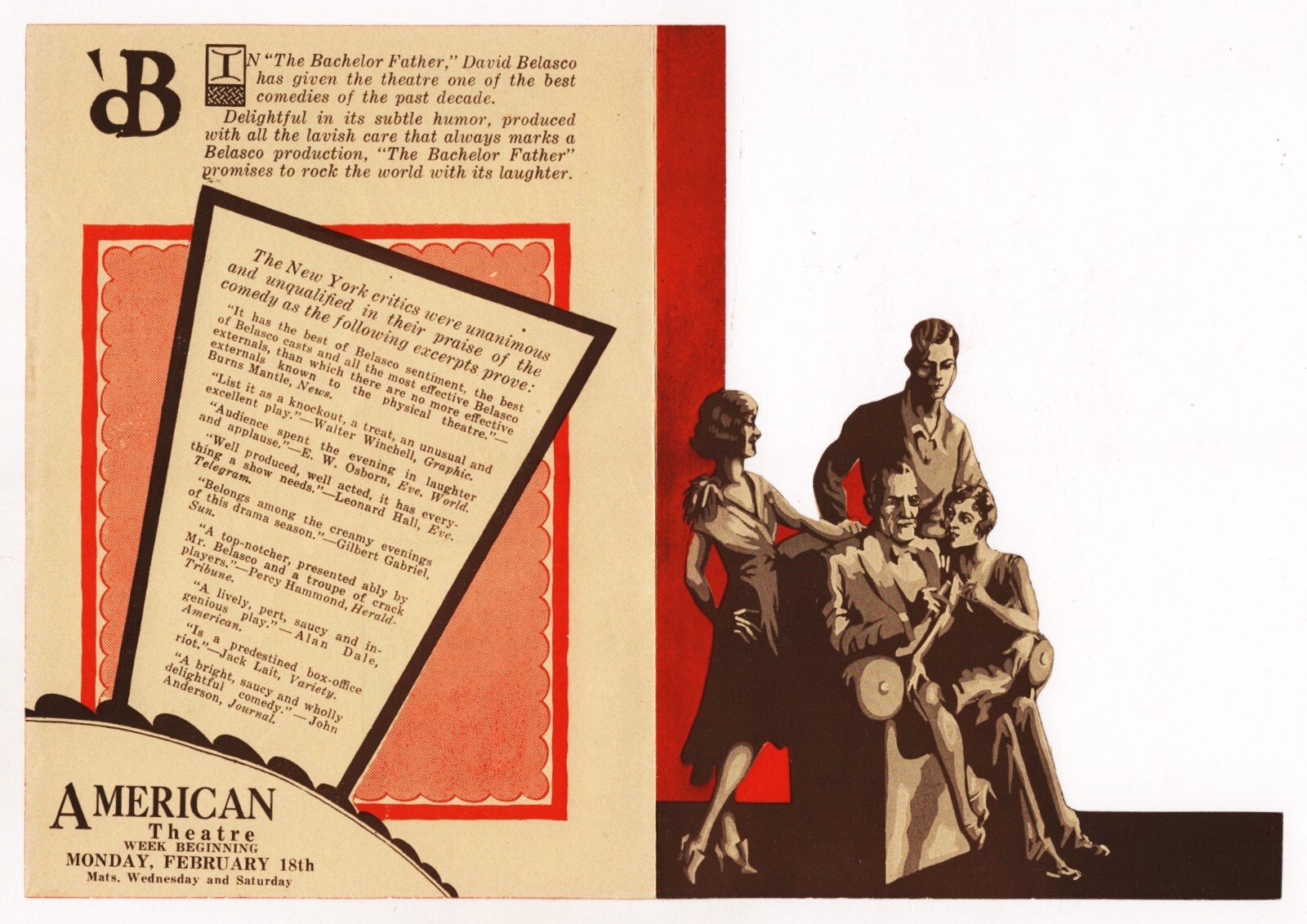 June Walker “THE BACHELOR FATHER” Geoffrey Kerr 1929 St. Louis Die-Cut Flyer