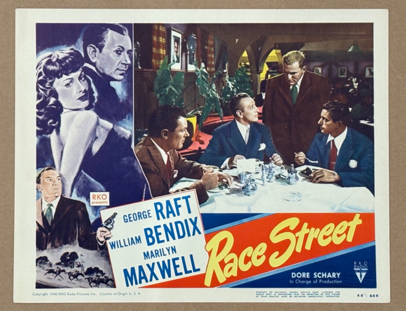 RACE STREET ‘48 MOBSTER GEORGE RAFT TALKS TO DETECTIVE WILLIAM BENDIX NOIR LC