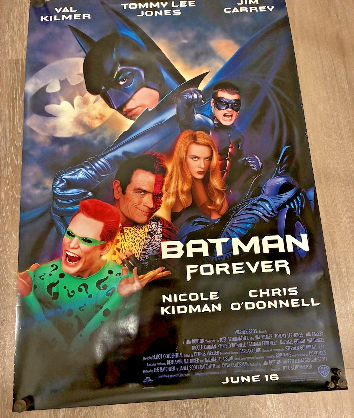 1995 ORIGINAL BATMAN ONE SHEET MOVIE POSTER 27 X 41 DOUBLE SIDED NRMT NOS
