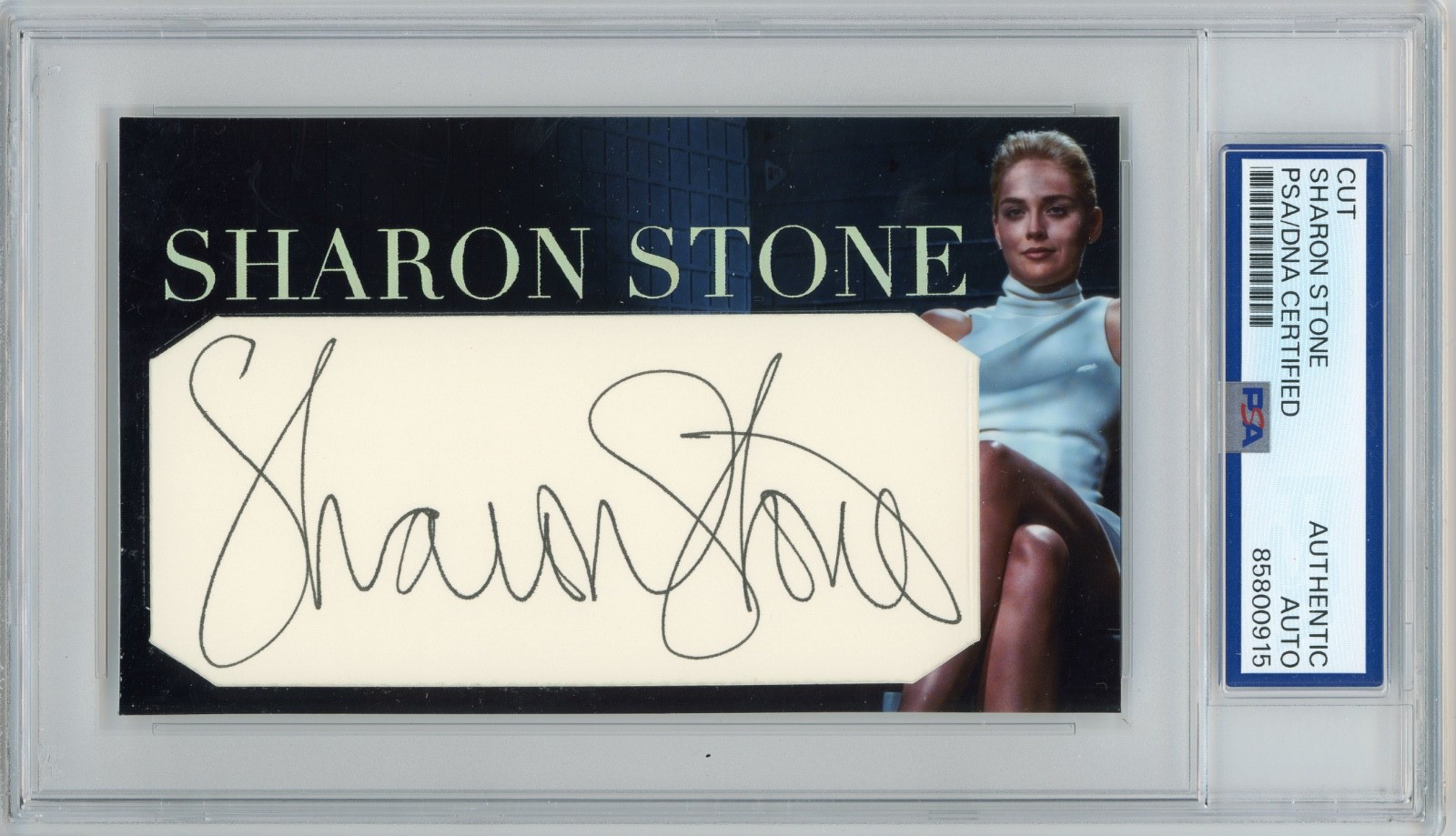 Sharon Stone Signed Cut Custom Basic Instinct 3×5 Card PSA DNA Slabbed AUTO