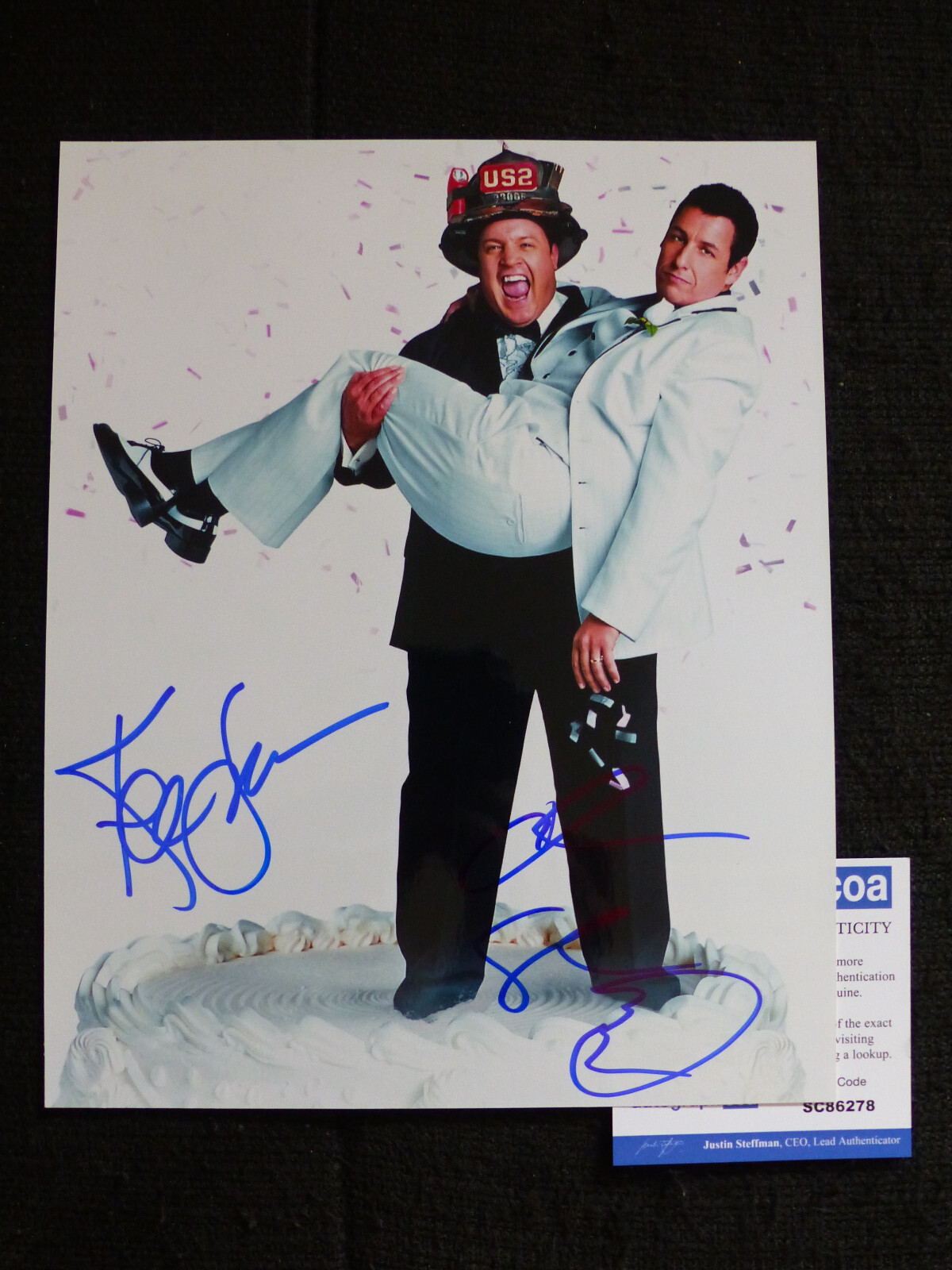 ADAM SANDLER & KEVIN JAMES signed Autograph 8×10 “CHUCK & LARRY” Photo ACOA COA