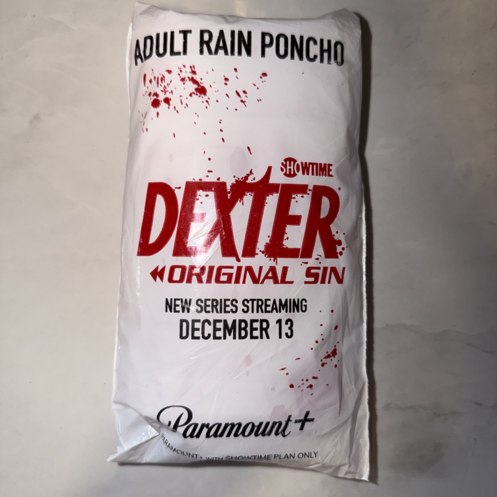 Dexter Original Sin Paramount + Adult Rain Poncho NEW Comic Con NEW YORK 2024