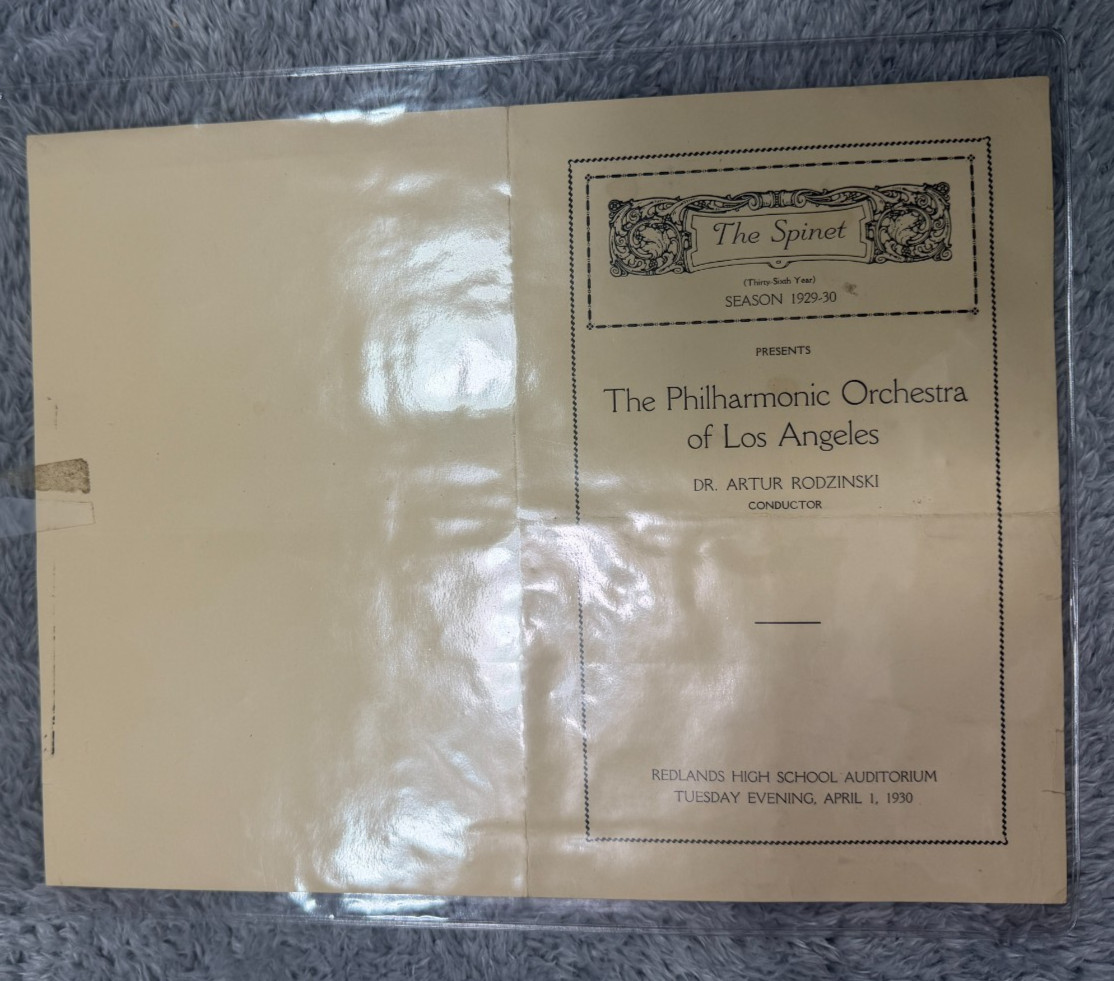 The Spinet The Philharmonic Orchestra of Los Angeles Season 1929 1930 Pamphlet