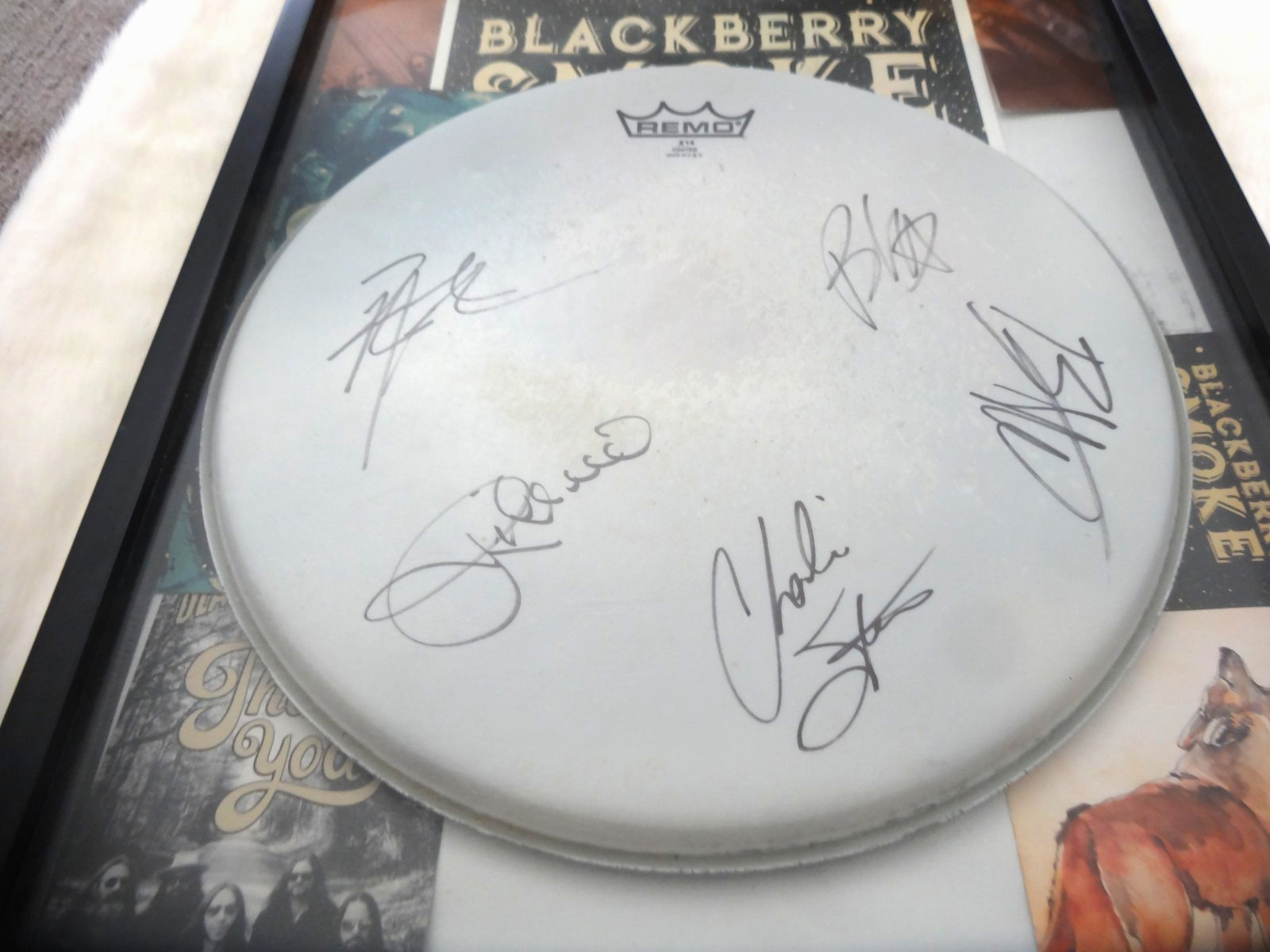 Blackberry Smoke SIGNED STAGE PLAYED Drumhead AUTOGRAPHED Brit Turner Full band
