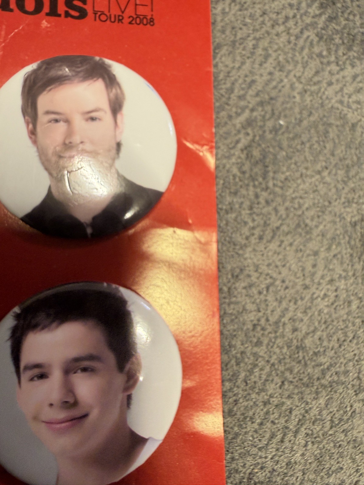 American Idol live tour 2008 David Archuleta David Cook pin badge