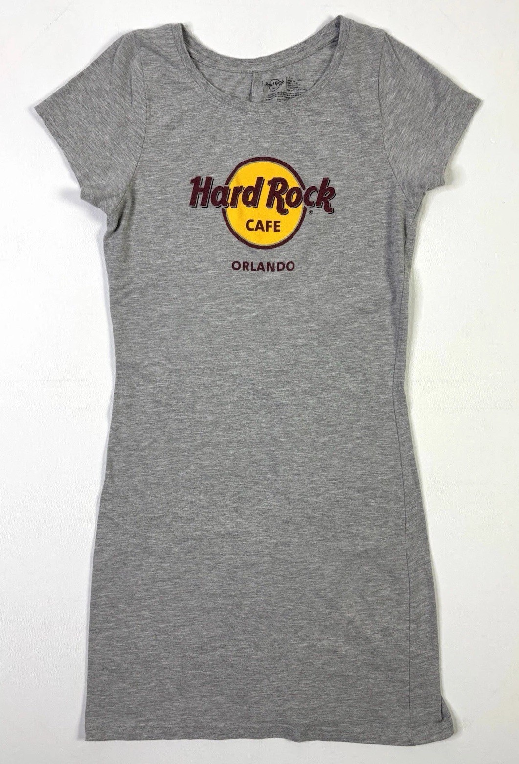 Hard Rock Cafe Orlando T-Shirt Dress Women’s Small Gray Bodycon Stretch Logo