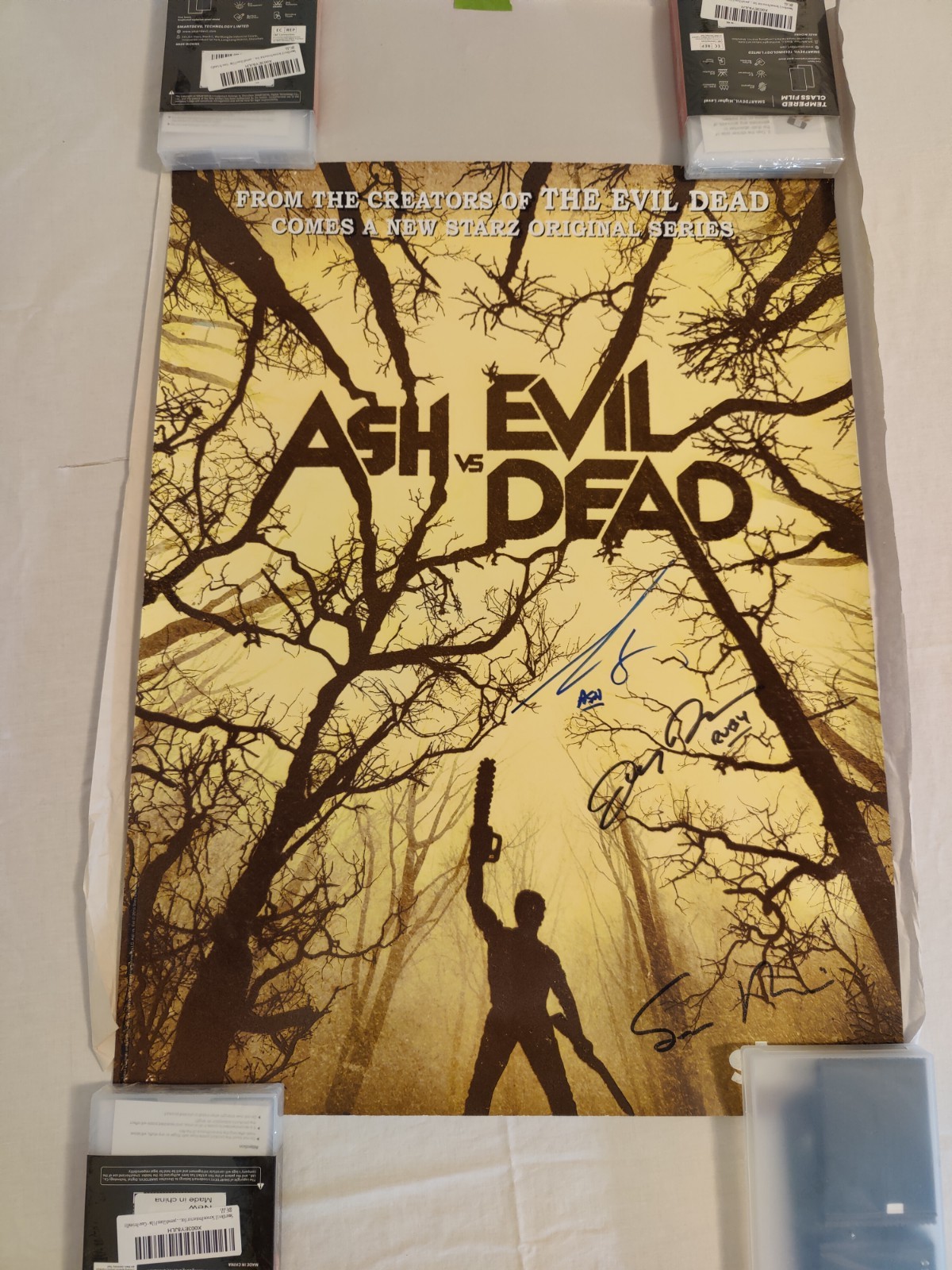 Ash vs Evil Dead Fuzzy Poster Signed Bruce Campbell Sam Raimi Lucy Lawless 18×24