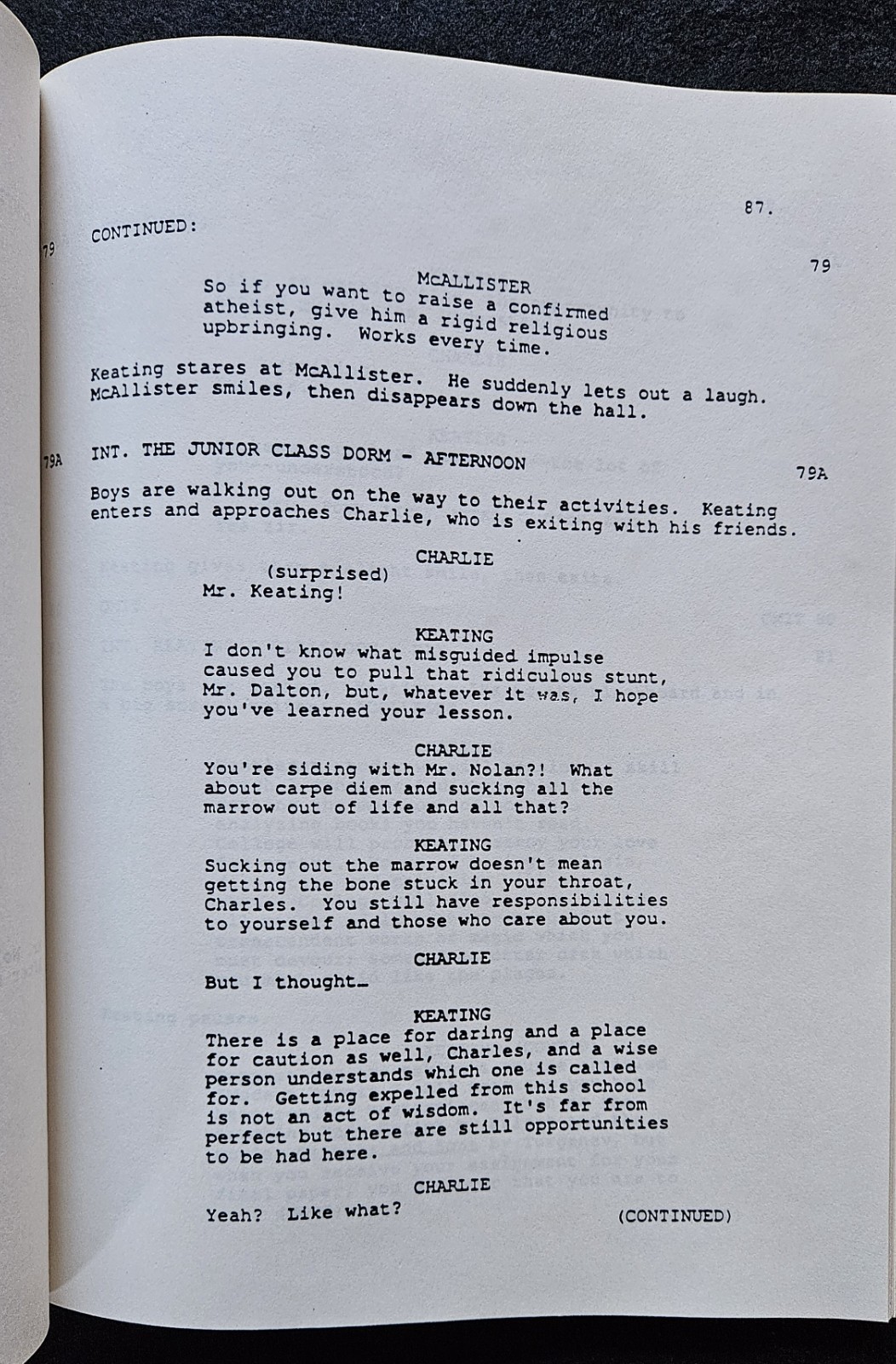 DEAD POETS SOCIETY Original 1988 Studio Film Script Revised Third Draft Schulman