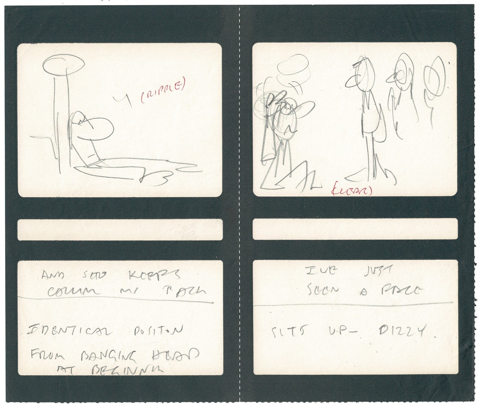 The Beatles Cartoon Hand-Drawn Storyboard I Just Saw a Face King Features 1967