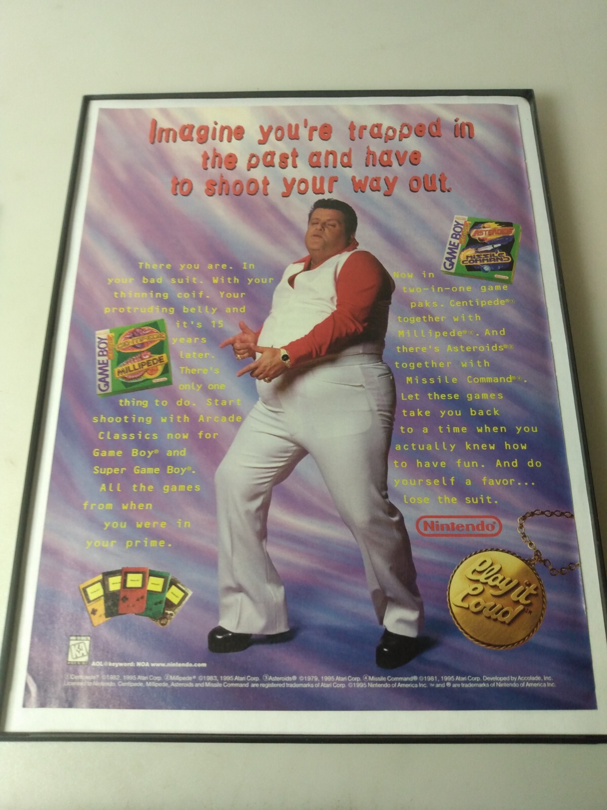 Nintendo Game Boy Asteroids Centipede Magazine Ad Page 1995 Framed ( New Frame )