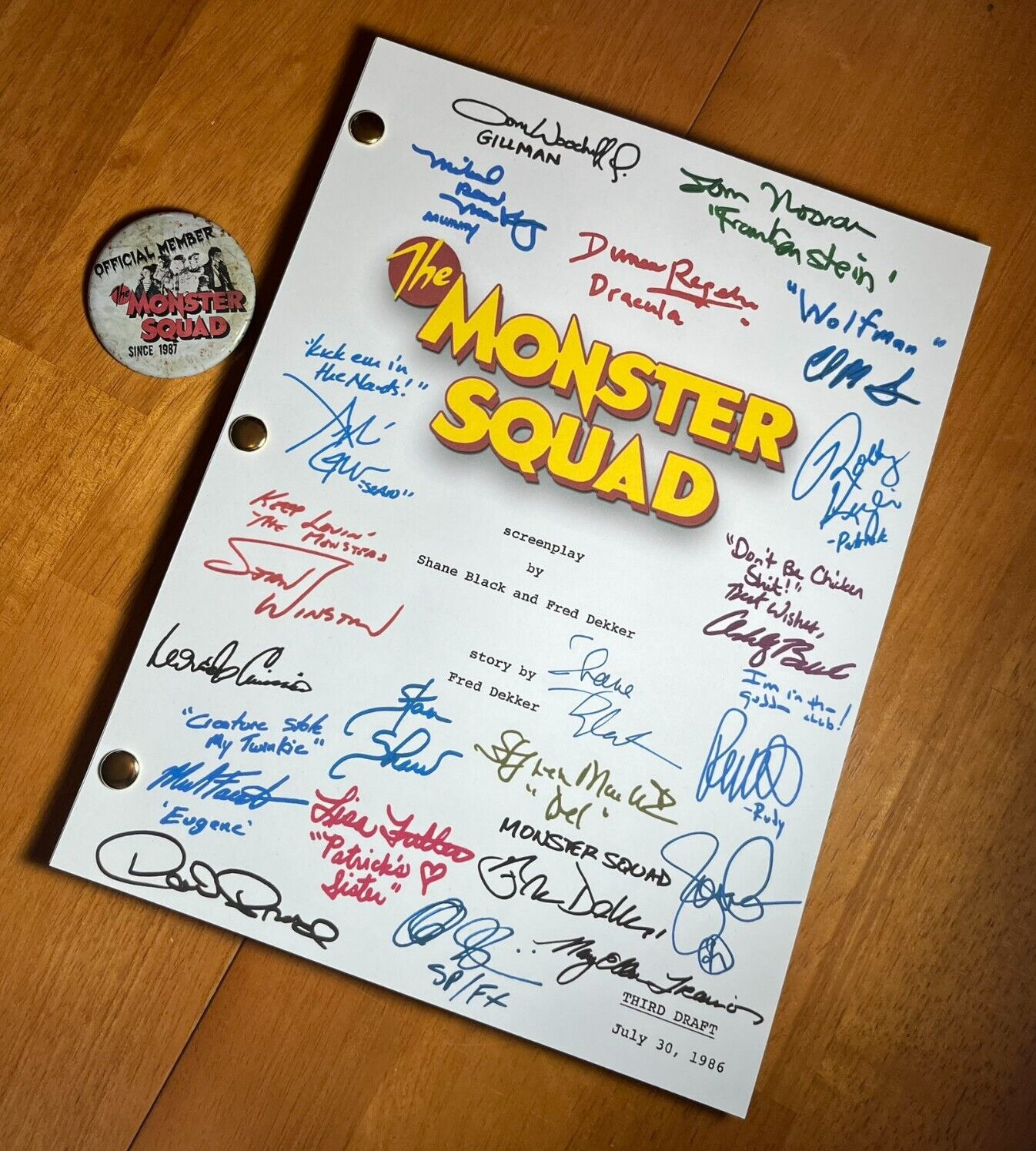 The Monster Squad Script Signed- Autograph Reprints- 124 Pages