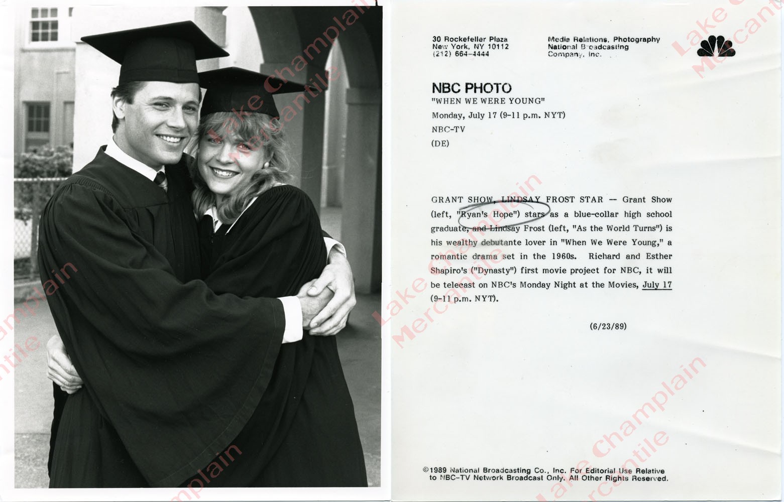 Ryan’s Hope Grant Show ATWT Lindsay Frost Press Photo
