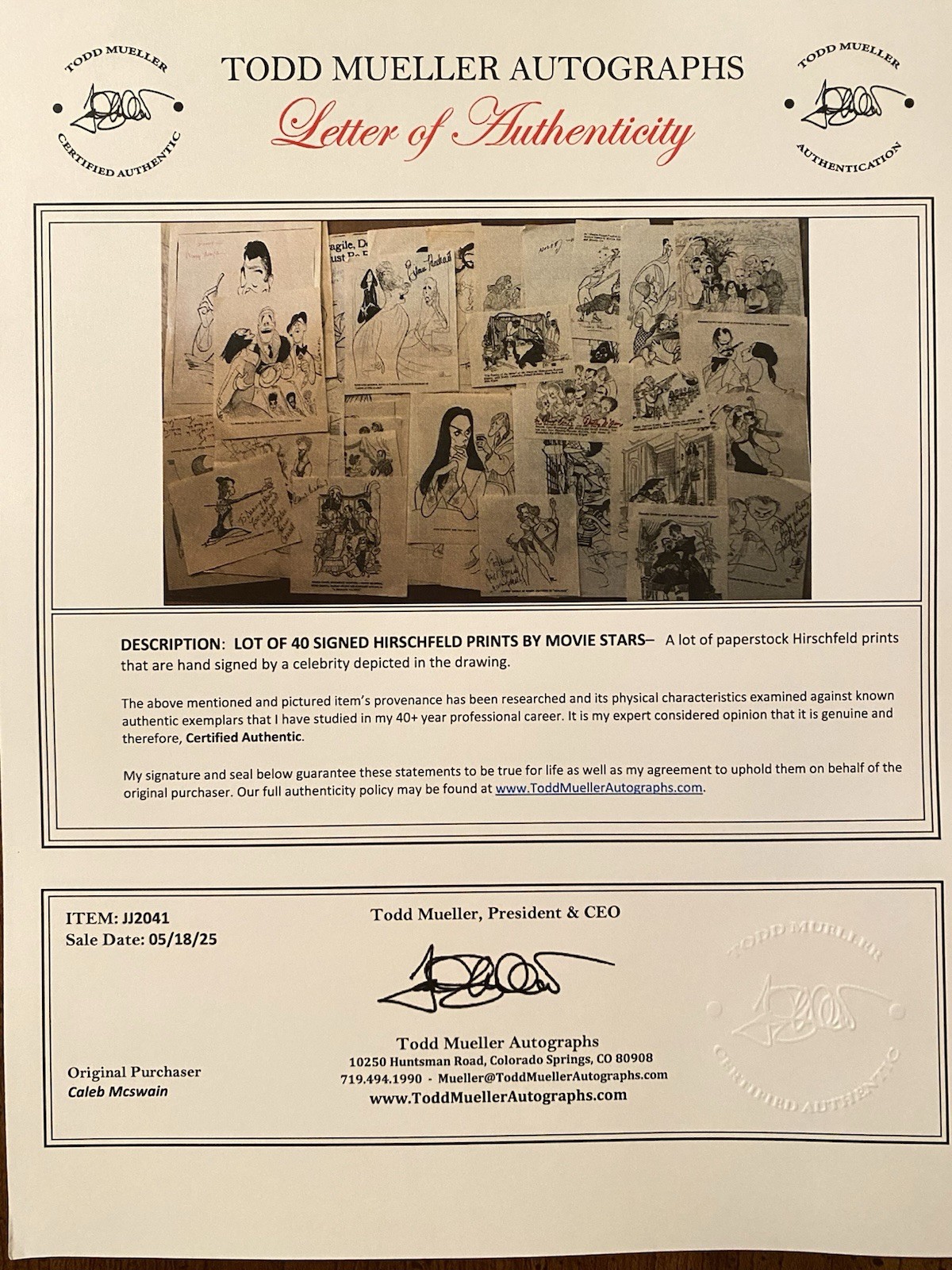 Ed Harris Judith Ivey Anthony Rapp William O’Leary Signed Hirschfeld Print All