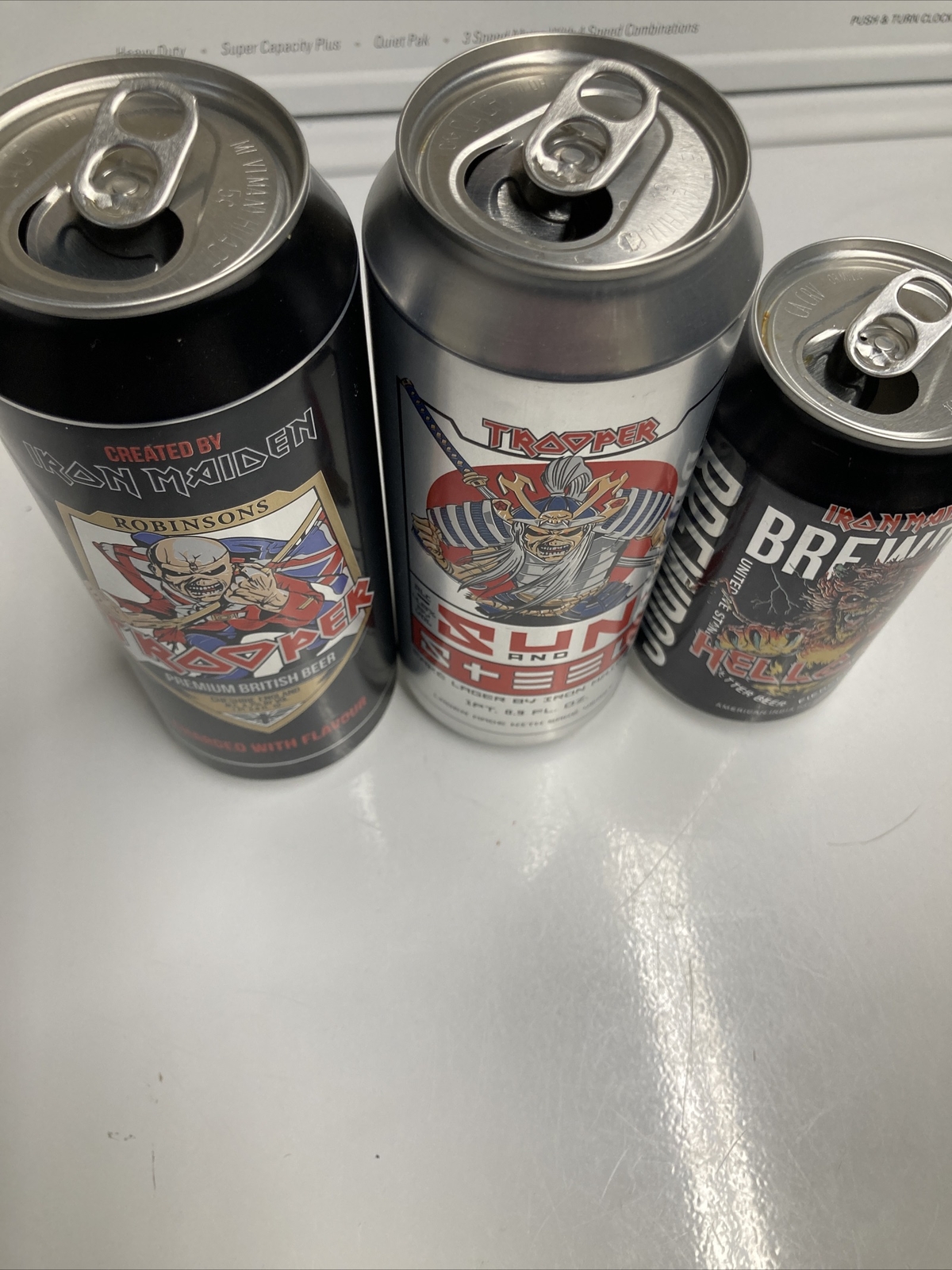 Iron Maiden Beer Cans Set Of 3 Trooper Sun And Steel Hellcat