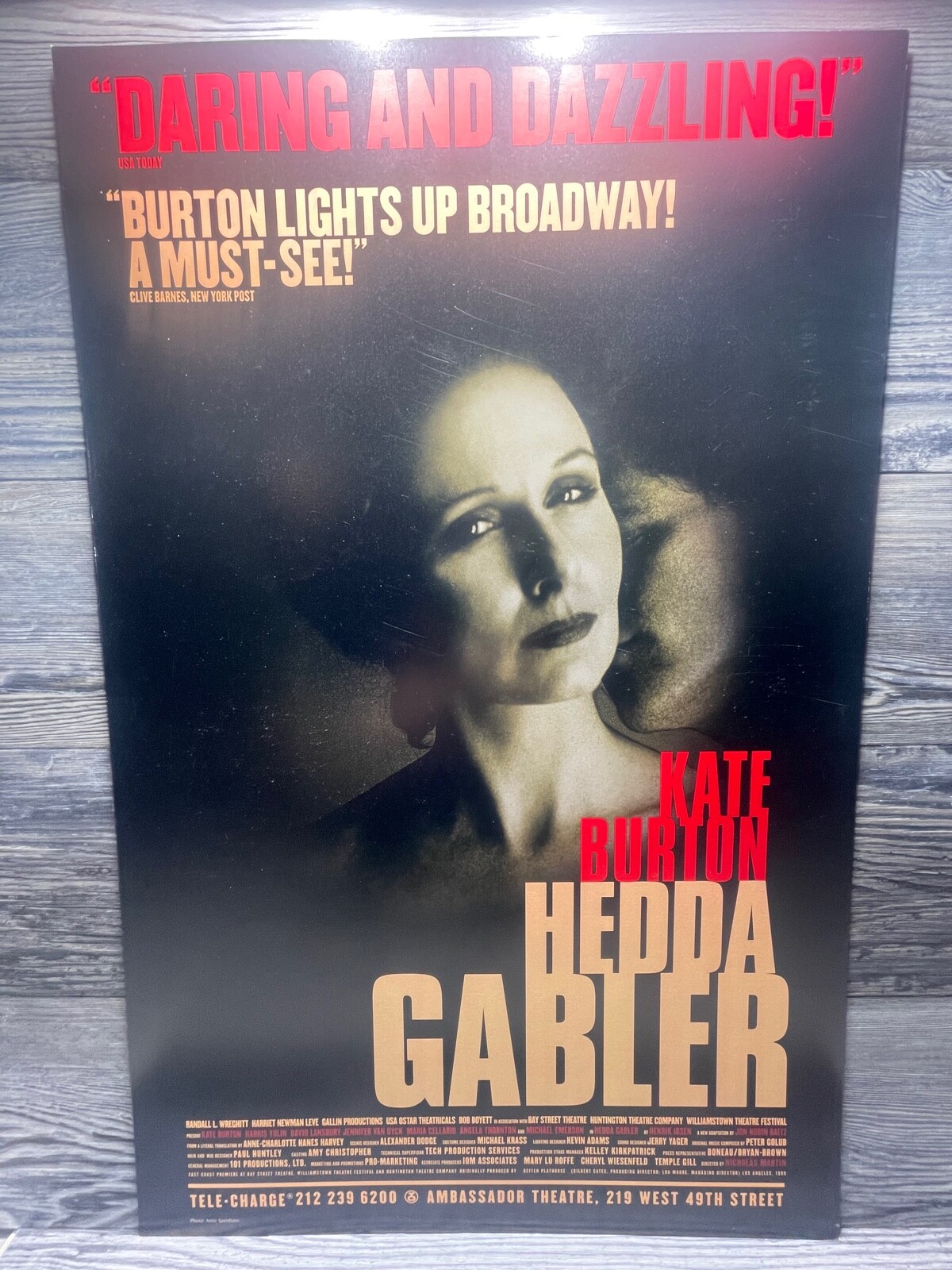 KATE BURTON, HEDDA GABLER 2001, WINDOW CARD/POSTER BROADWAY RARE. AMBASSADOR