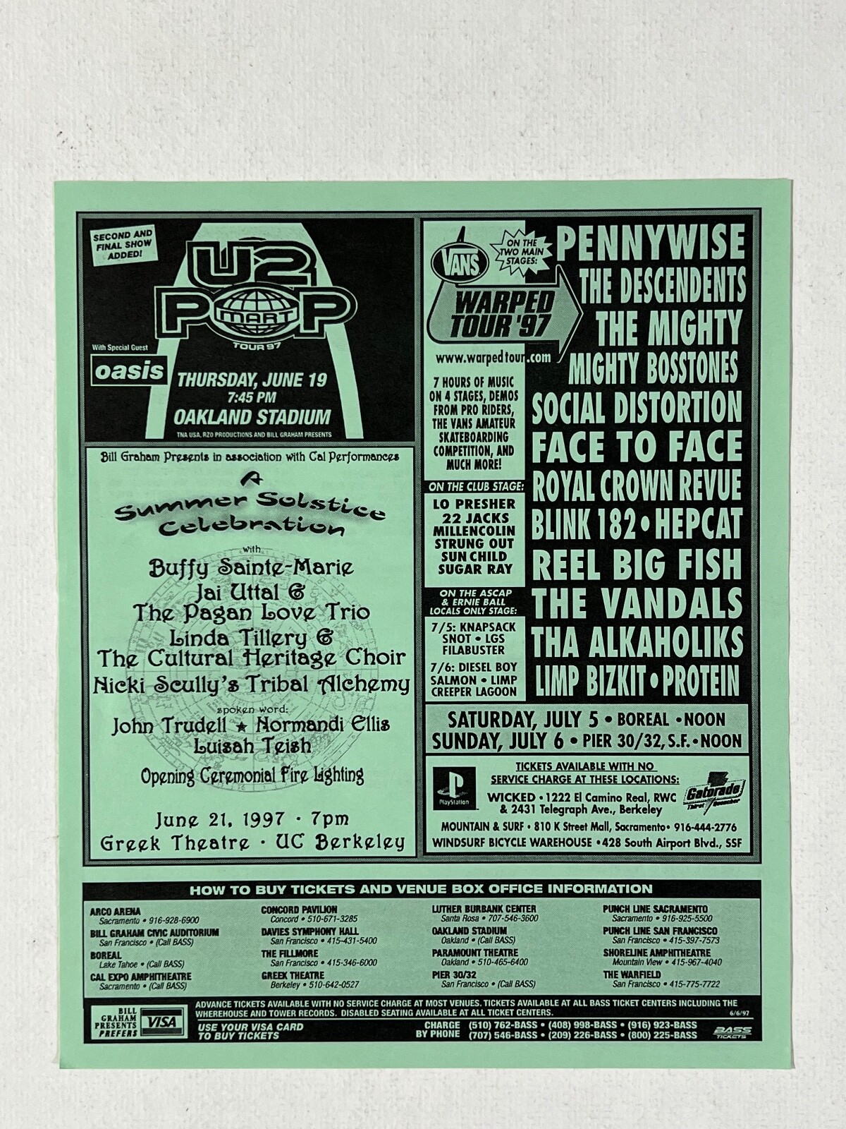 5 Bill Graham Presents 1997 concert handbills Iggy Pop No Doubt Widespread Panic