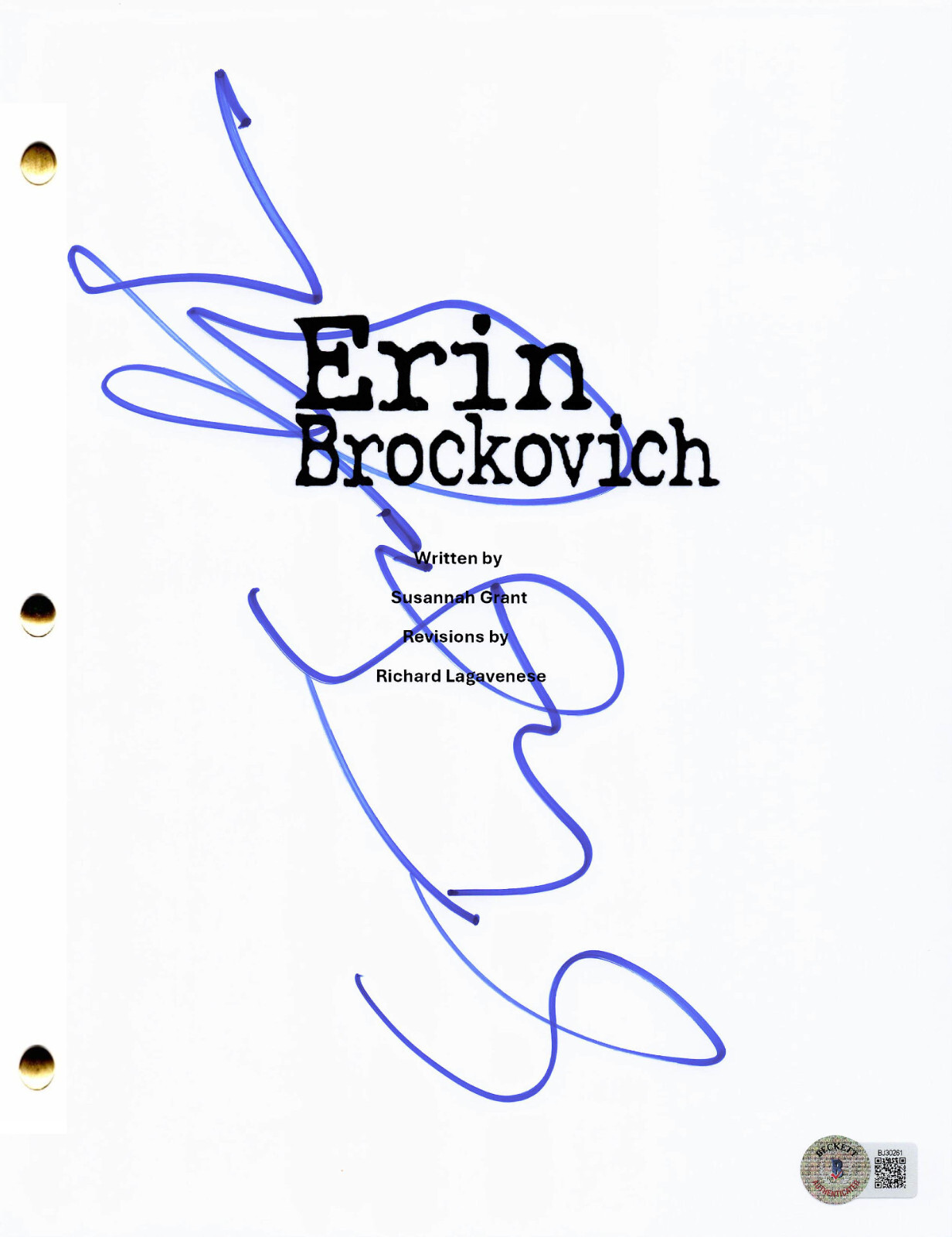 STEVEN SODERBERGH SIGNED AUTOGRAPH ERIN BROCKOVICH FULL SCRIPT BECKETT
