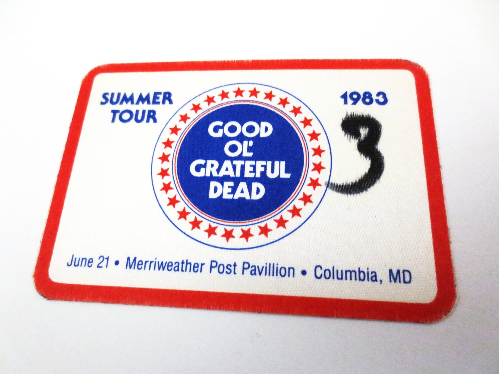 Grateful Dead Backstage Pass Merriweather Columbia Maryland MD 6/21/83 6/21/1983