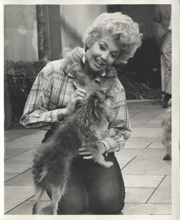The Beverly Hillbillies Donna Douglas with pet dog Original 8×10 Photo Stamped