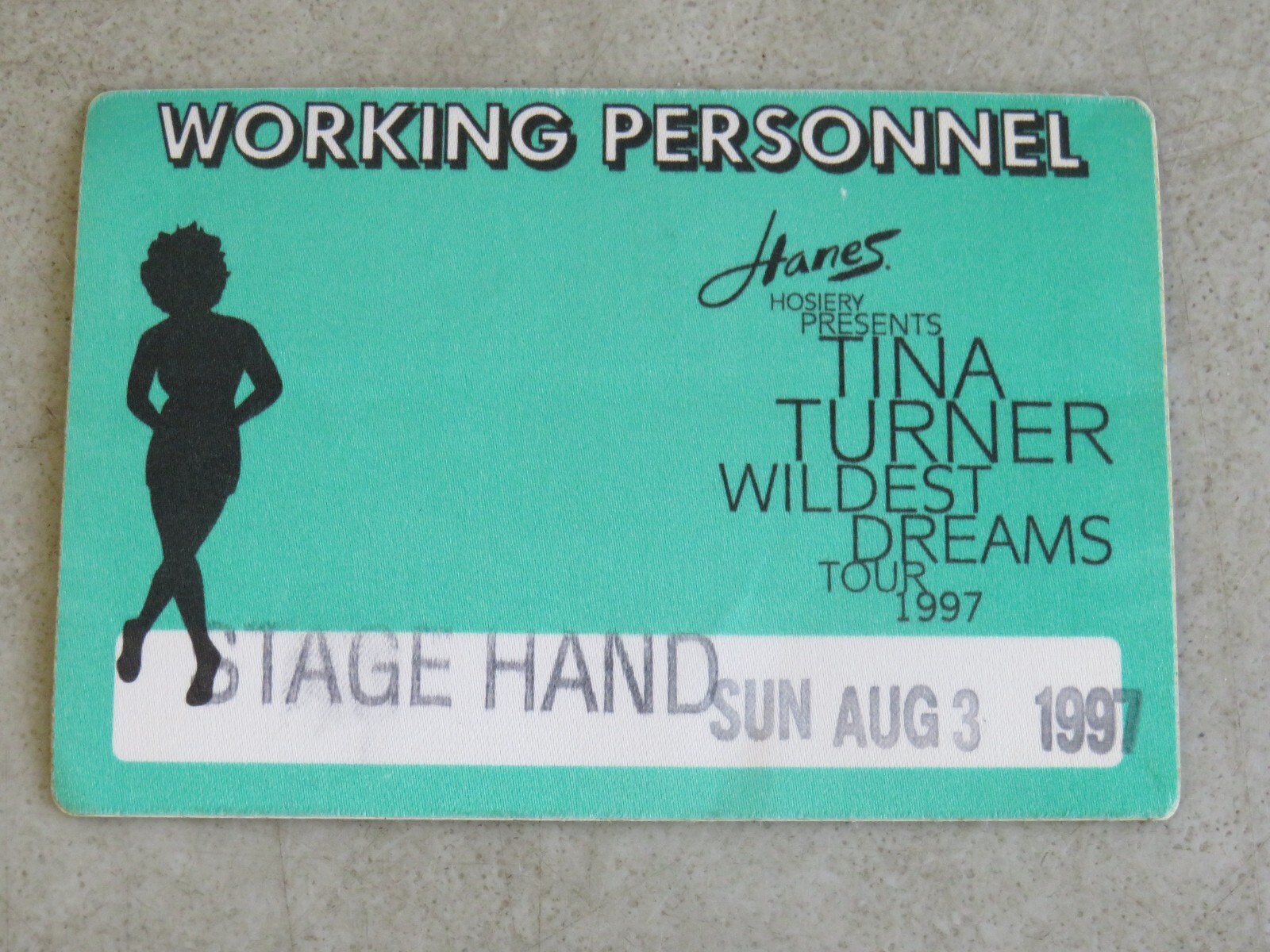 TINA TURNER WILDEST DREAMS 1997 TOUR WORKING BACKSTAGE PASS POP ROCK SOUL