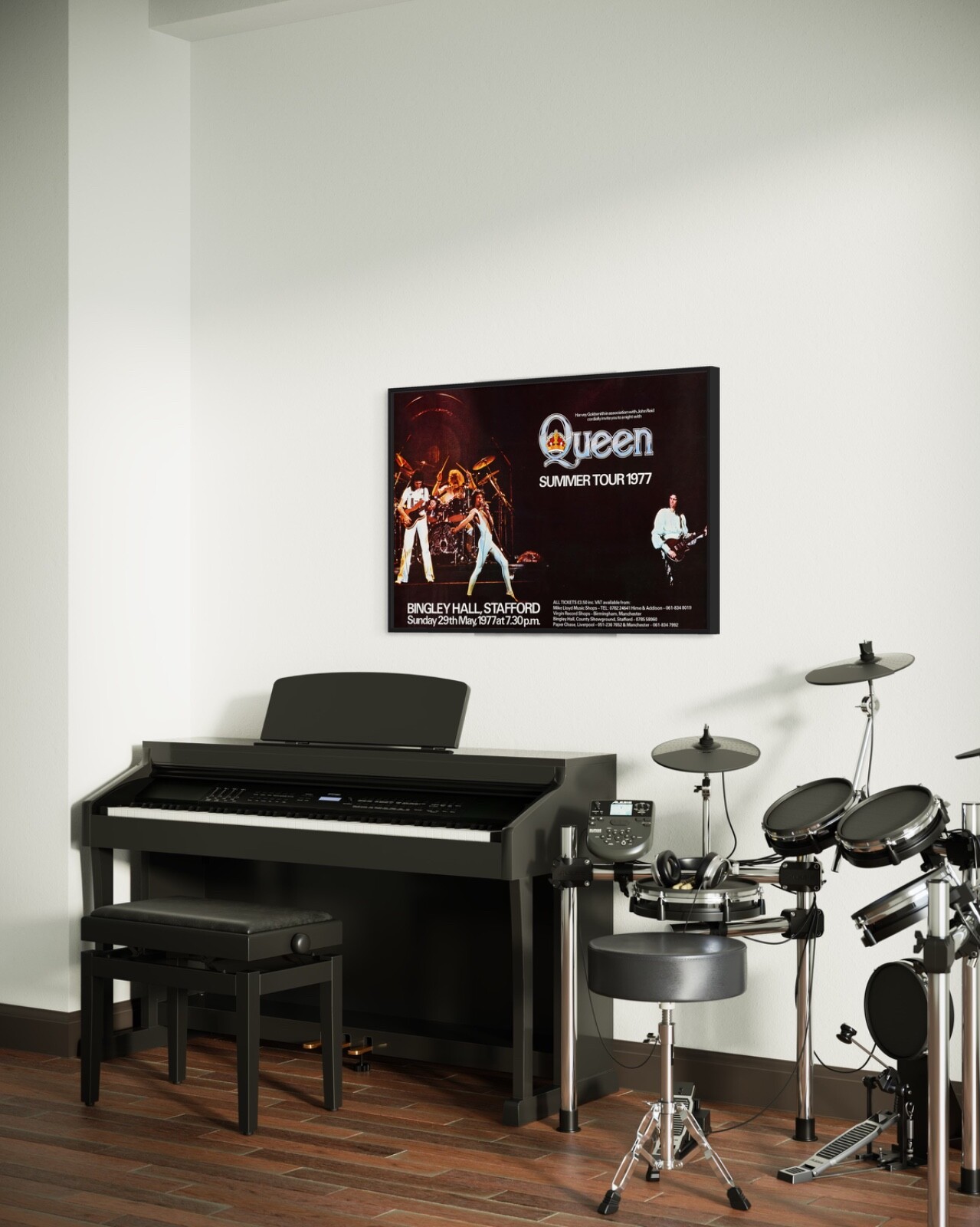 QUEEN “Summer Tour 1977″ Bingley Hall Stafford, UK Concert Poster, 25¼”x38½”