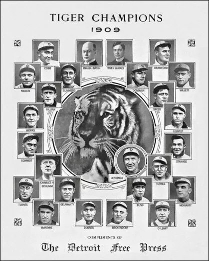 1909 Detroit Tigers Team Ty Cobb Sam Crawford 4×6 Picture Celebrity Print