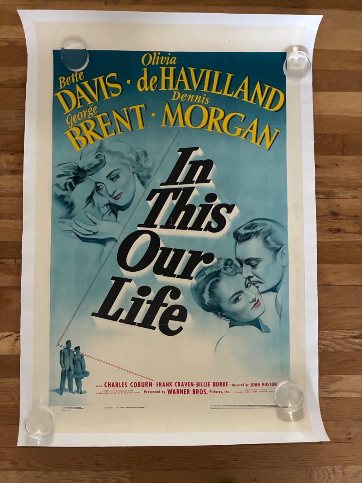Original 1942 IN THIS OUR LIFE Movie Poster – Bette Davis – Linen Backed 29×42