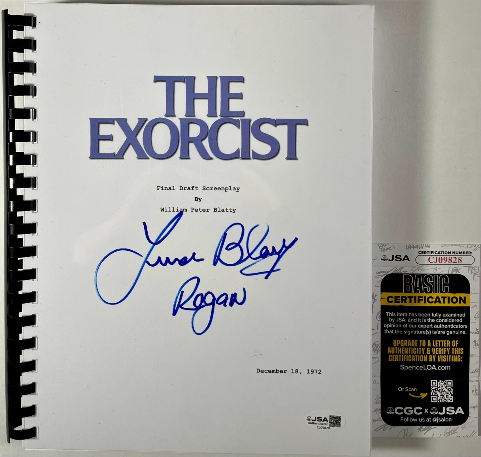 Linda Blair Signed The Exorcist Complete Movie Script Autograph ReganJSA COA