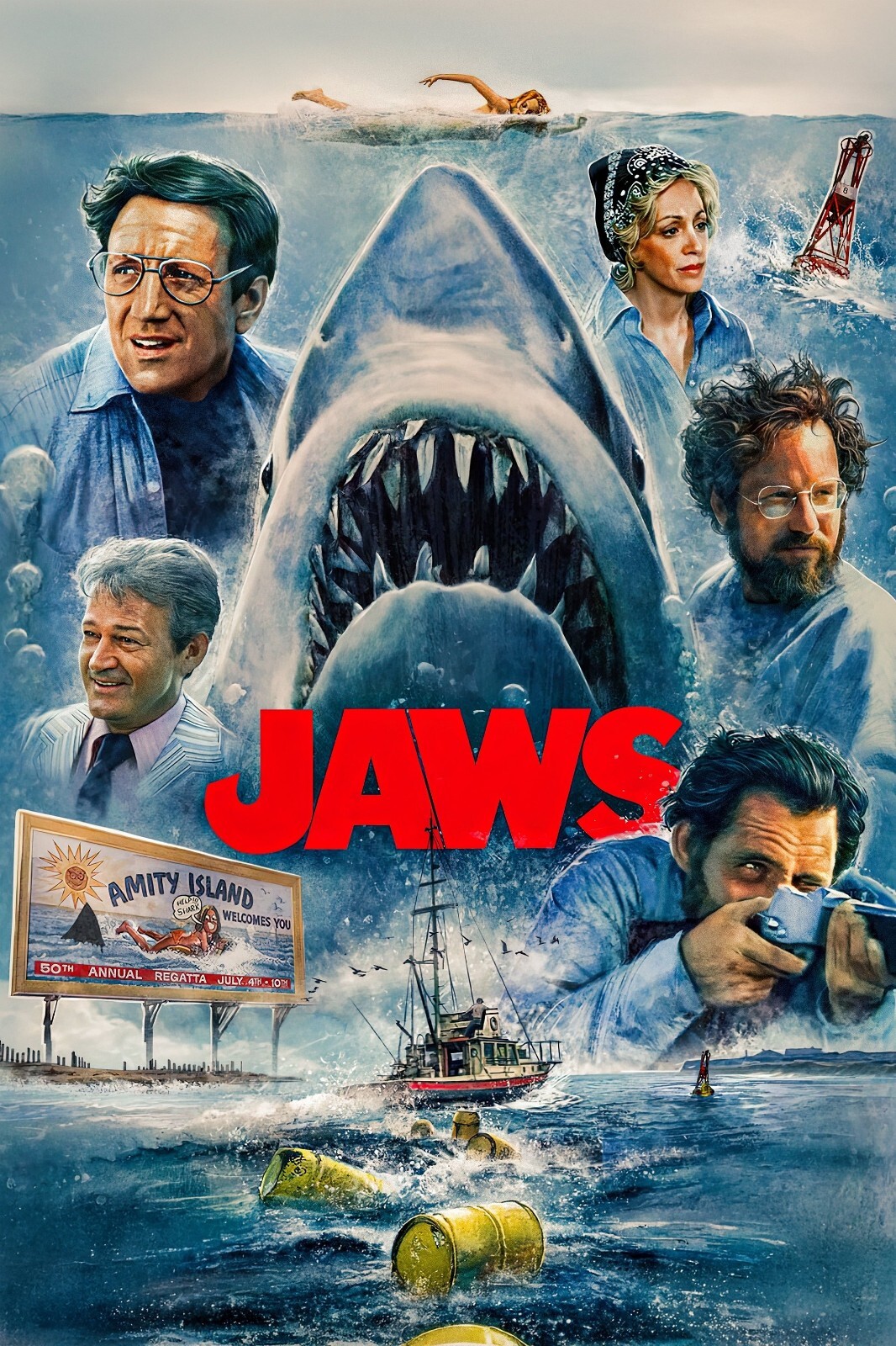 1975 Jaws 50th Movie Poster 11X17 Martin Brody Quint Great White Shark 🦈🍿