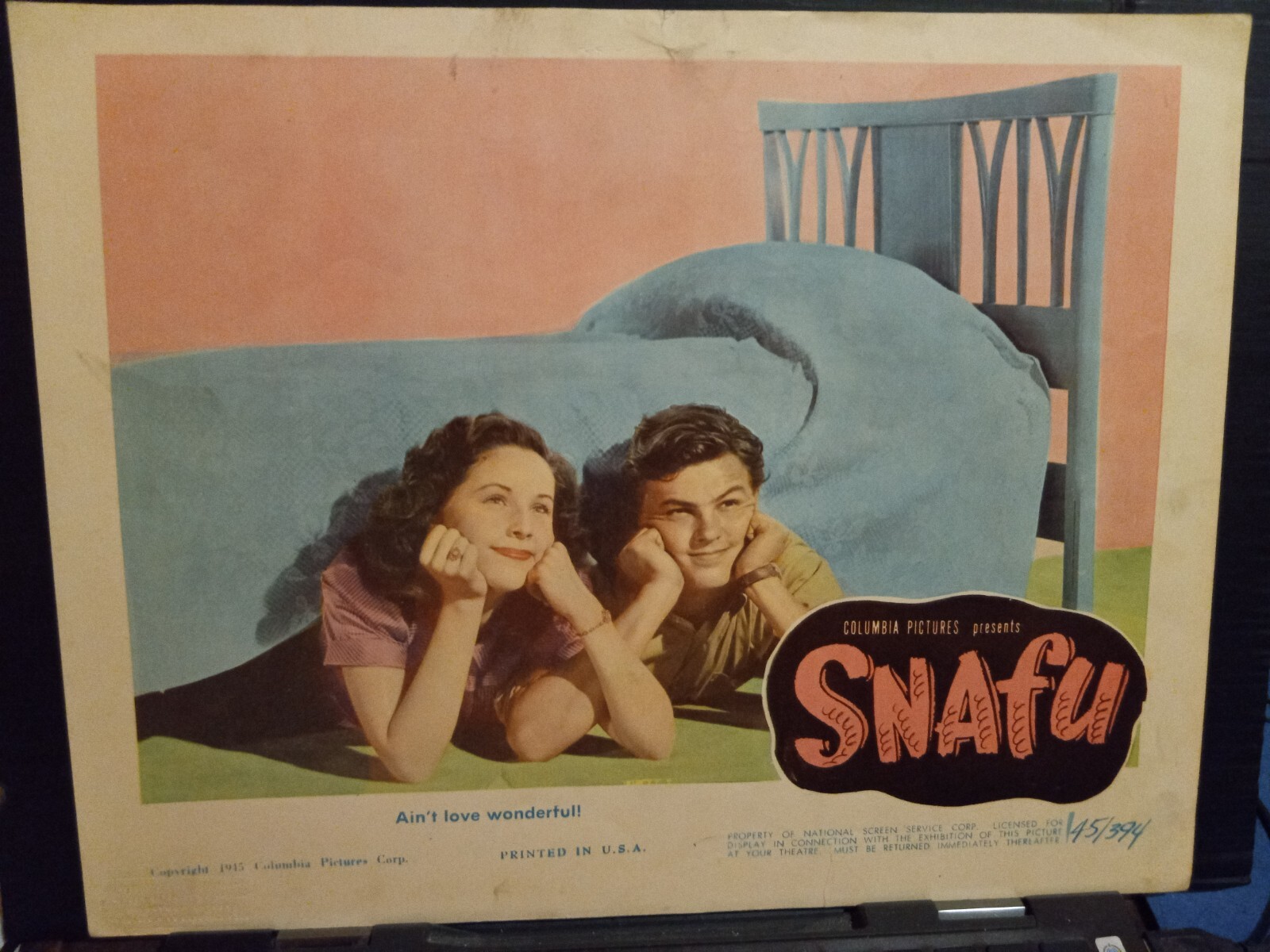 Lobby Card 1945 SNAFU Conrad Janis as teen boy soldier Nanette Parks cute best