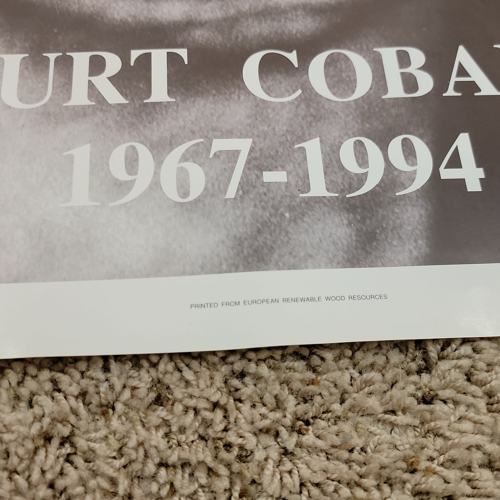 Vintage 90s Kurt Cobain Memorial Poster GB Sheffield England 25×35 Printed in UK