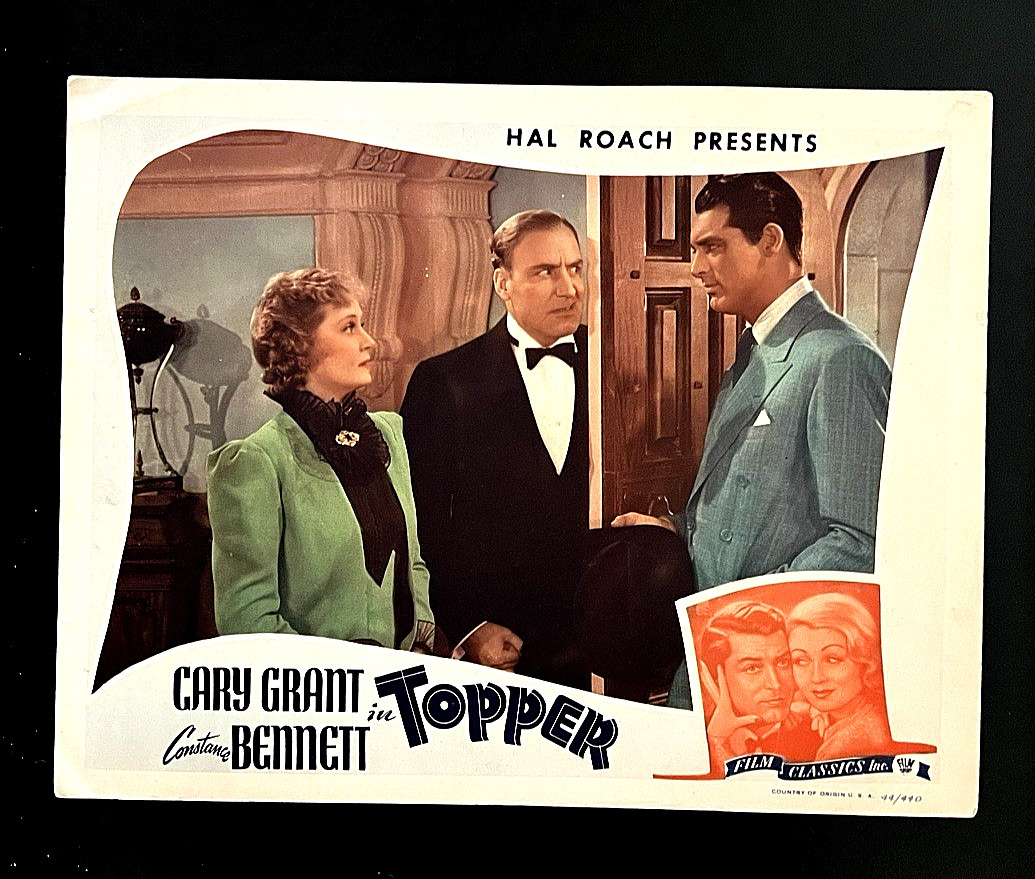TOPPER ORIGINAL LOBBY CARD R-1944, CARY GRANT, BILLIE BURKE – DOOR SCENE