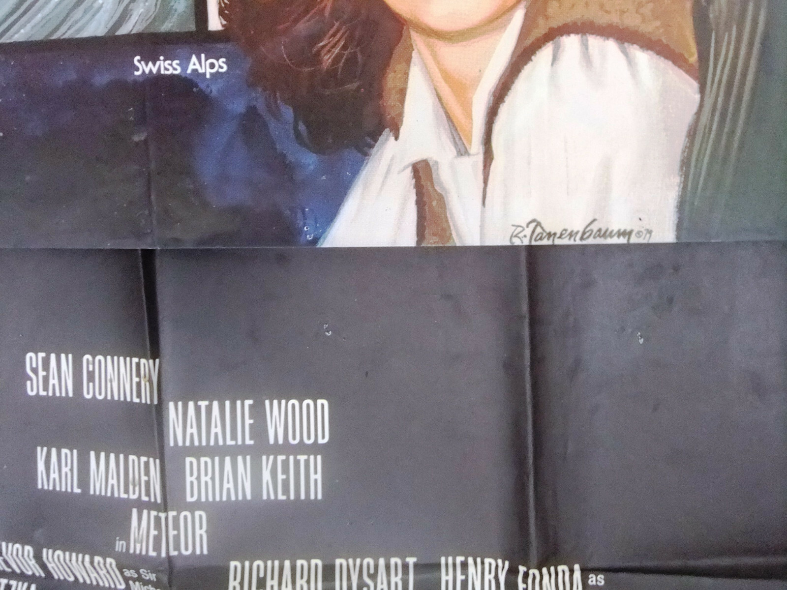 Meteor {Sean Connery} 81x41in Original Vintage 3sh Movie Poster 70s